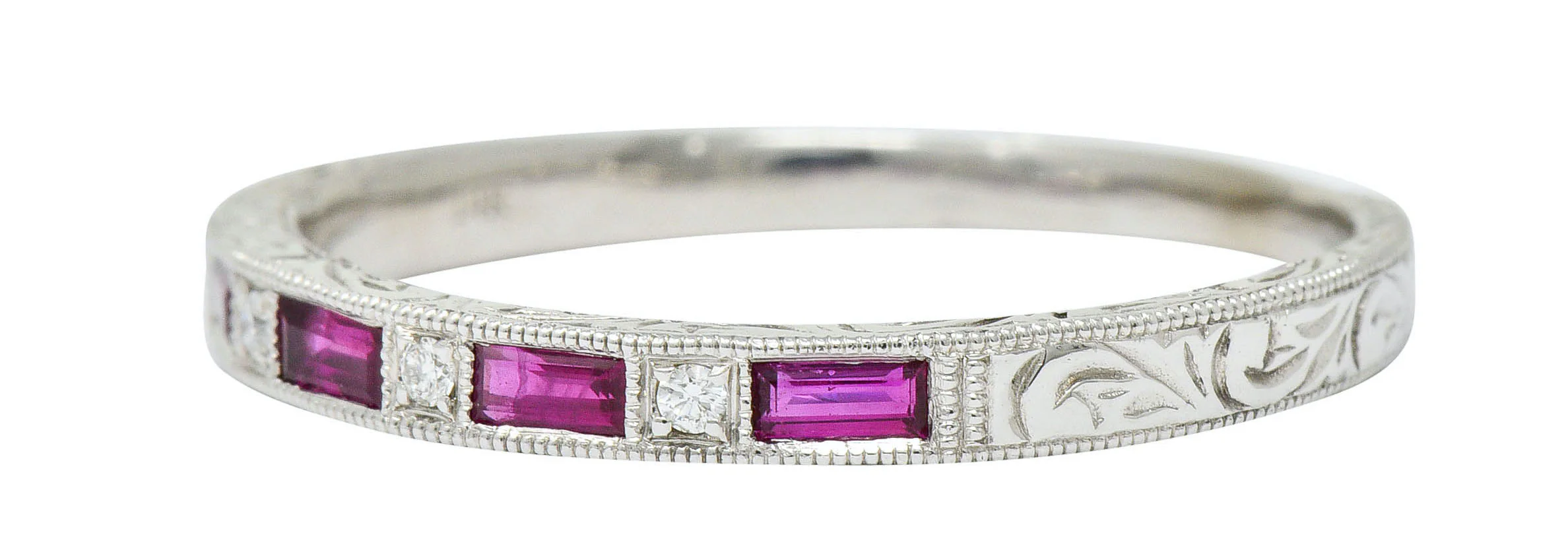 Contemporary Ruby Diamond 14 Karat Gold Stacking Band - Image 6