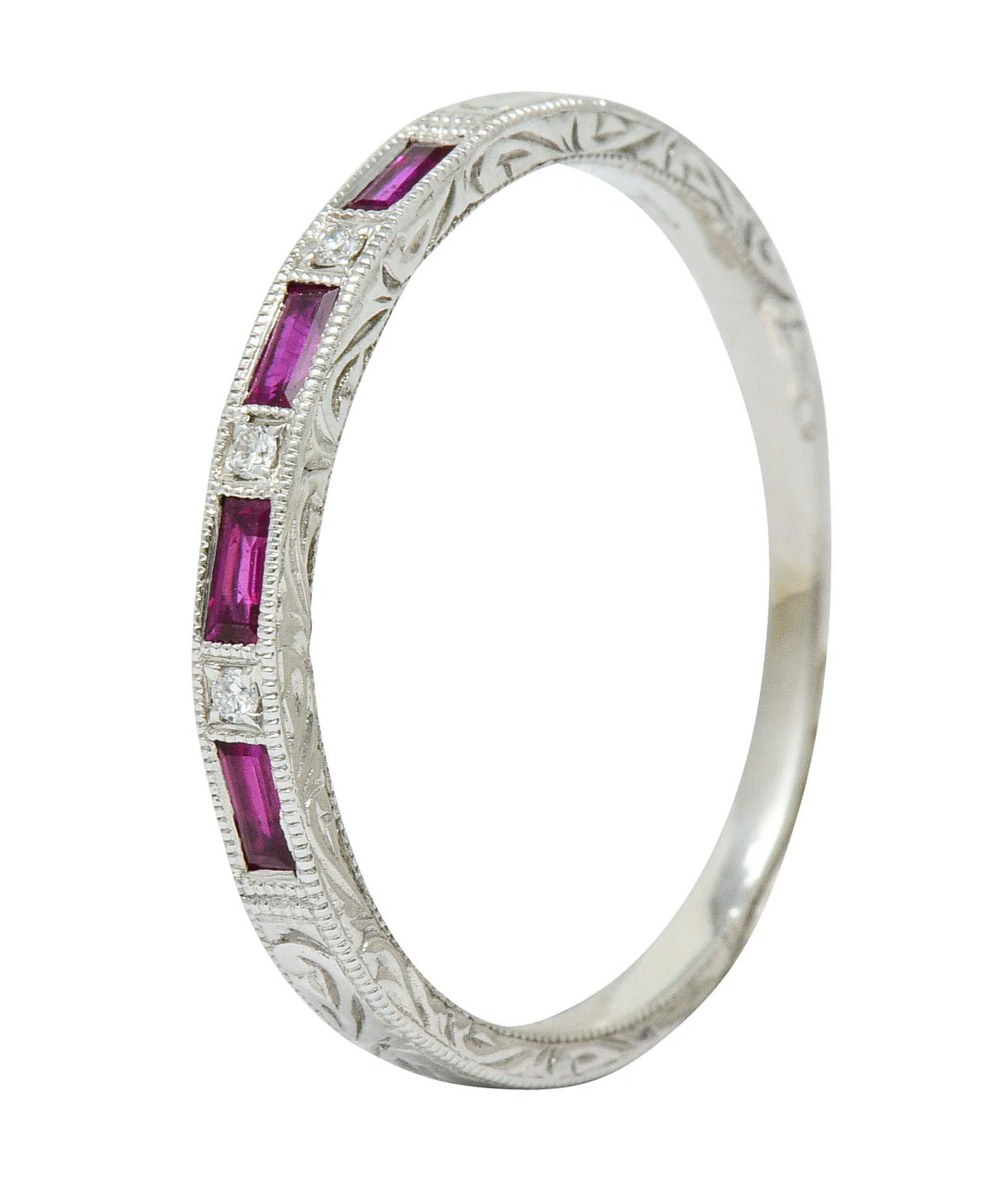 Contemporary Ruby Diamond 14 Karat Gold Stacking Band - Image 8