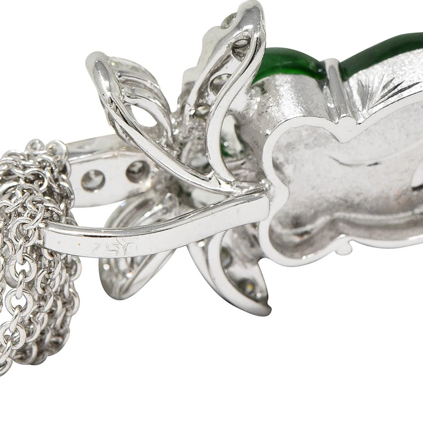 Contemporary Type A Jadeite Jade Diamond 18 Karat White Gold Pendant Necklace GIA - Image 8