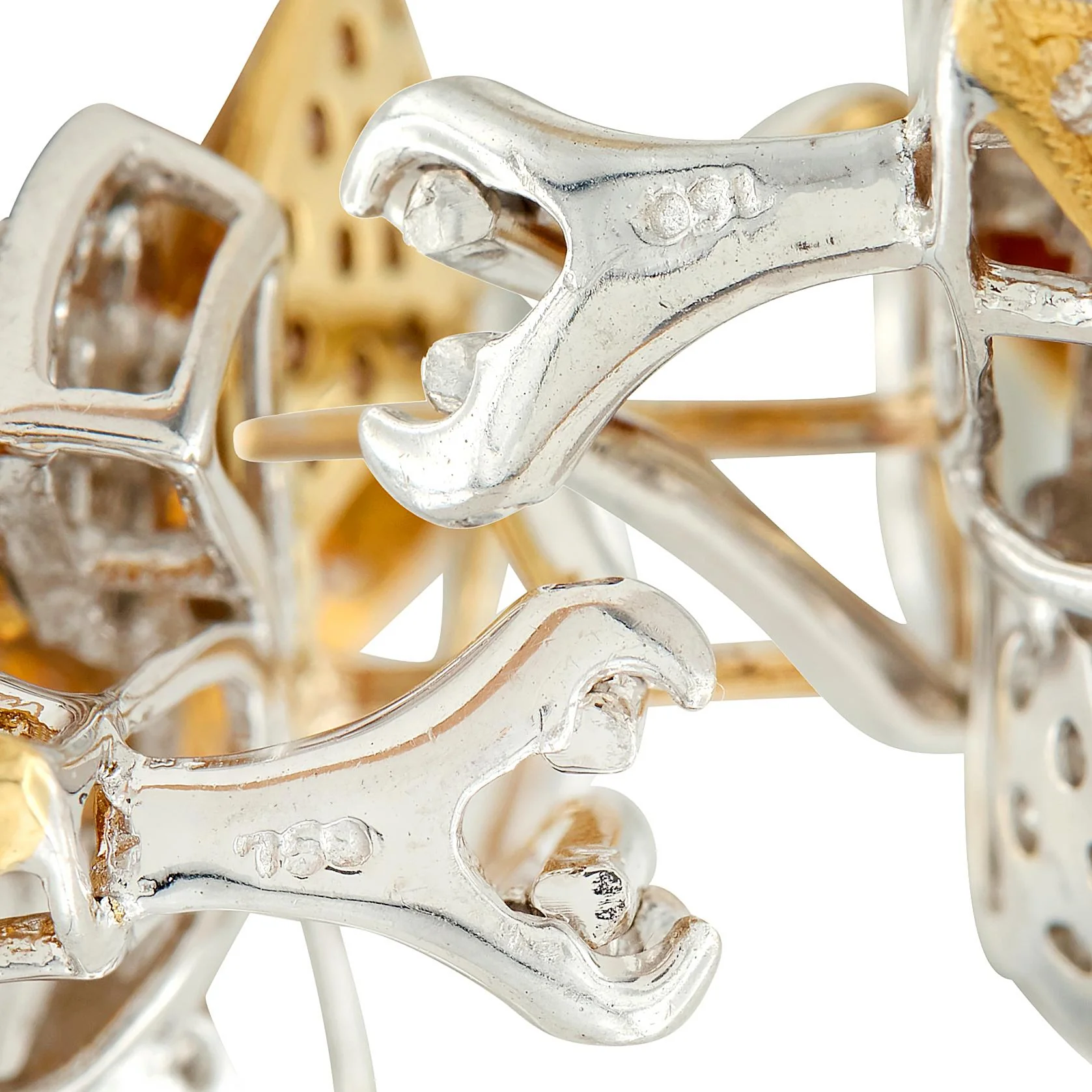 Contemporary 2.56 CTW Diamond 18 Karat Two-Tone Yellow Gold Bow Earrings - Image 7