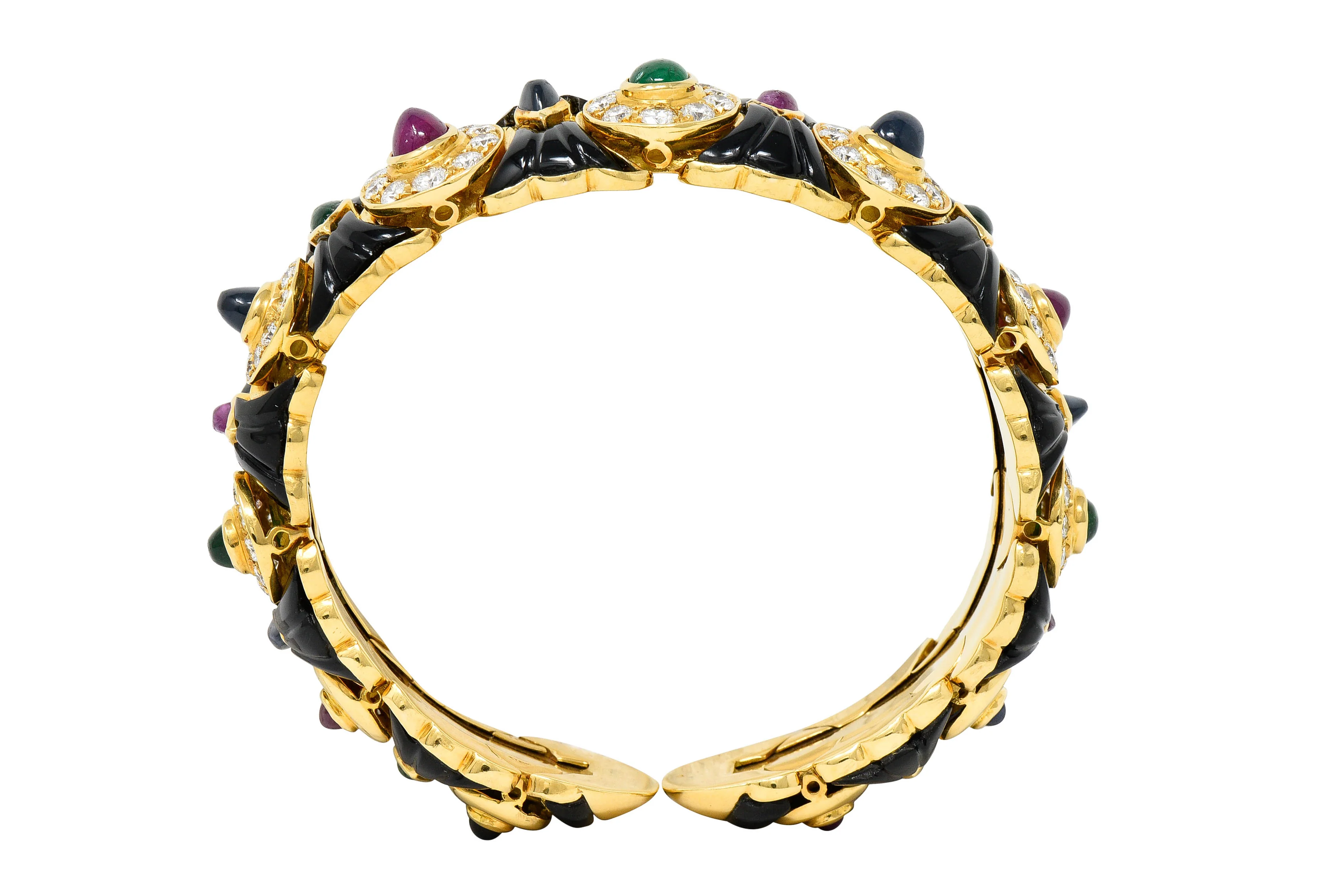 Craig Drake Diamond Ruby Emerald Sapphire Onyx 18 Karat Gold Cuff Bracelet - Image 9