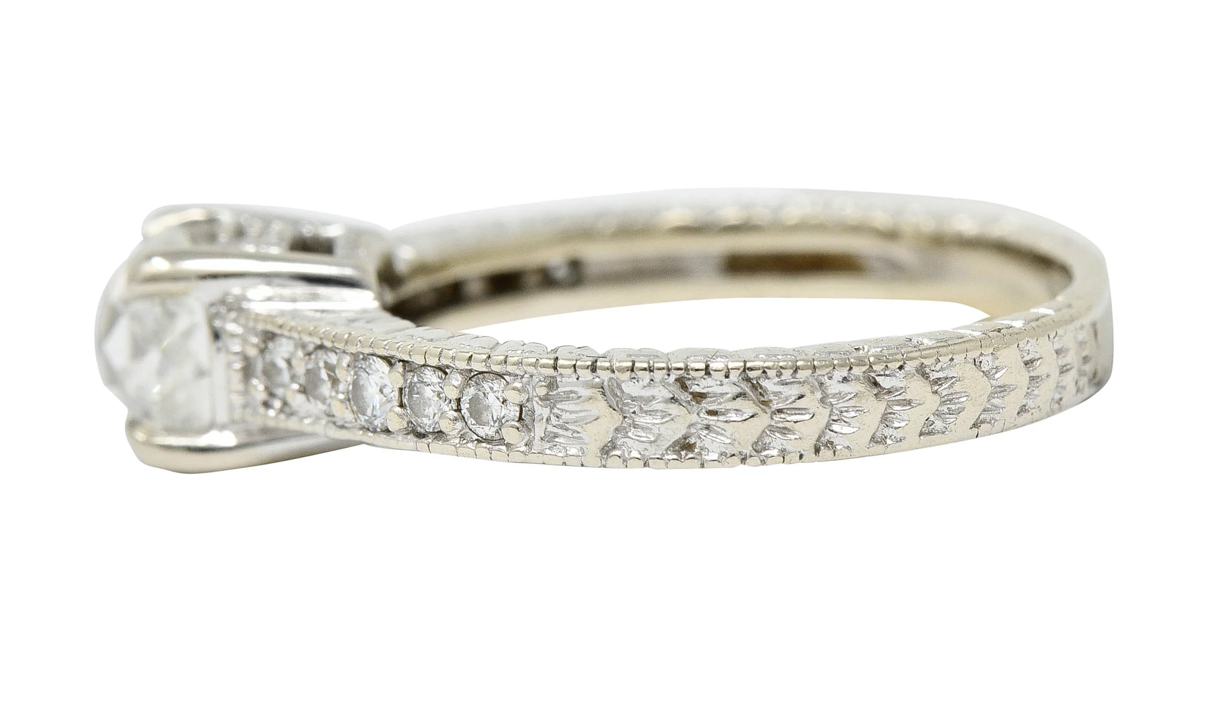 Crown of Light 1.20 CTW Diamond 14 Karat White Gold Foliate Engagement Ring GIA - Image 5
