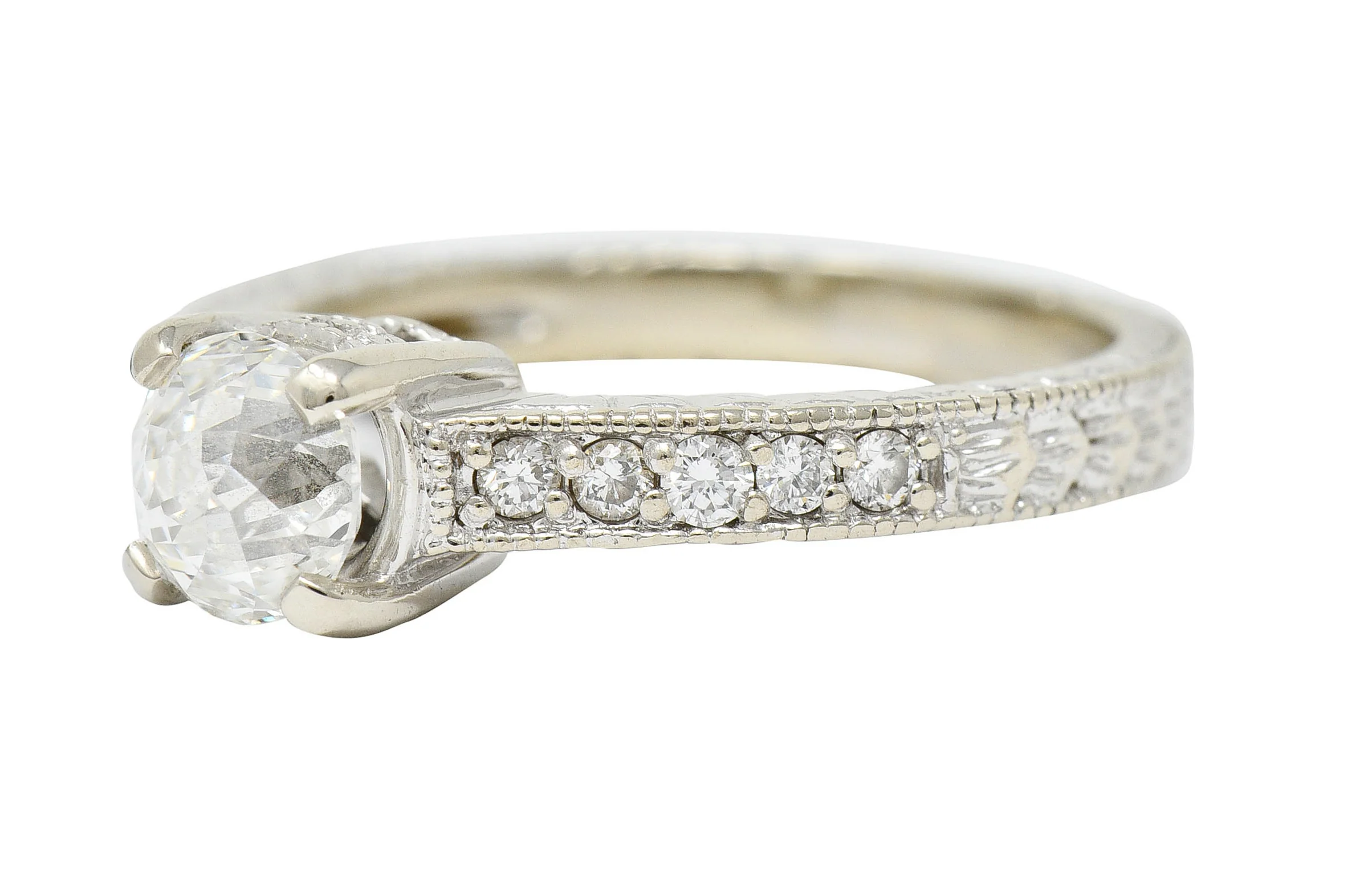Crown of Light 1.20 CTW Diamond 14 Karat White Gold Foliate Engagement Ring GIA - Image 6