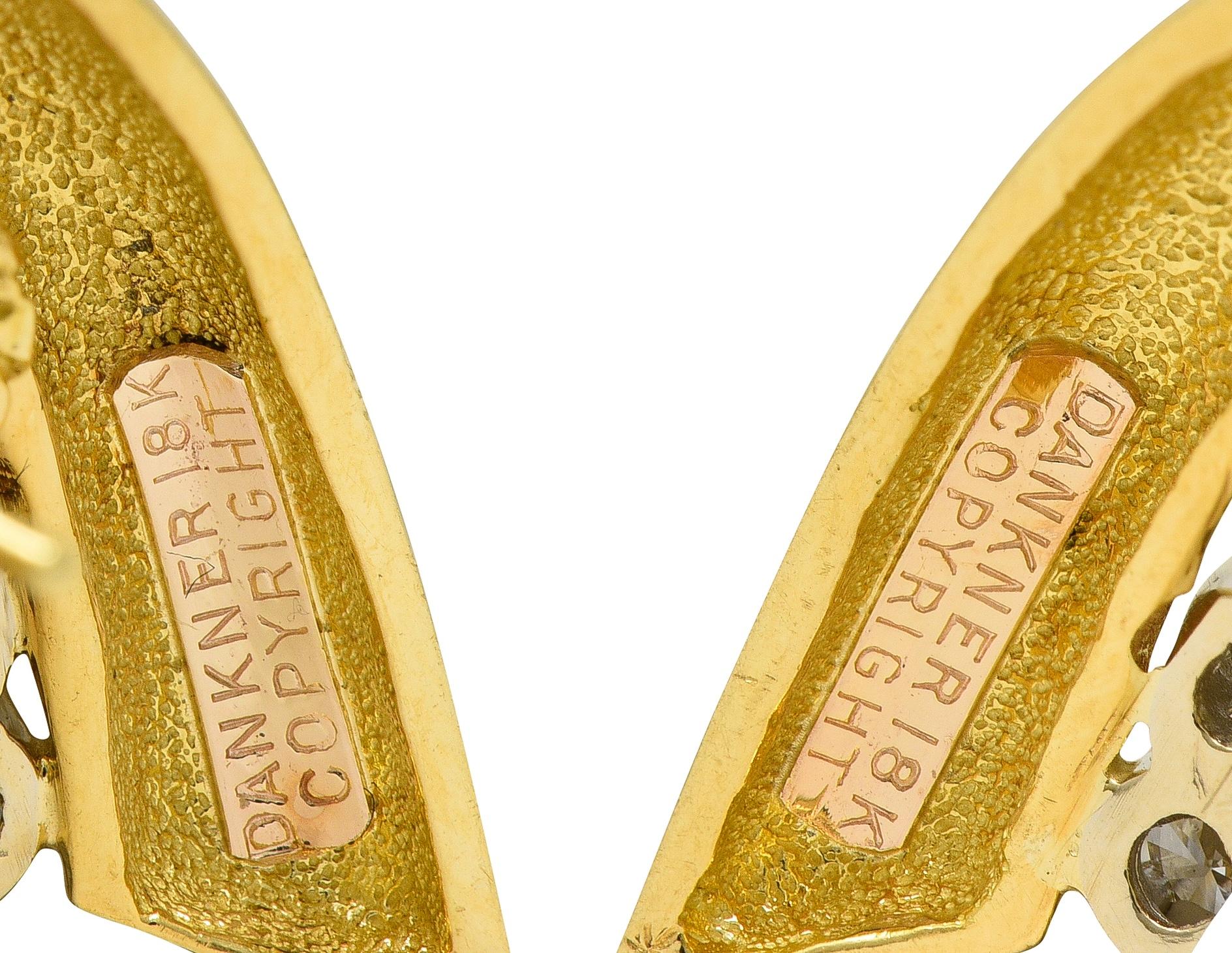 Dankner 1980's 1.50 CTW Diamond 18 Karat Yellow Gold Vintage Fanning Earrings - Image 6