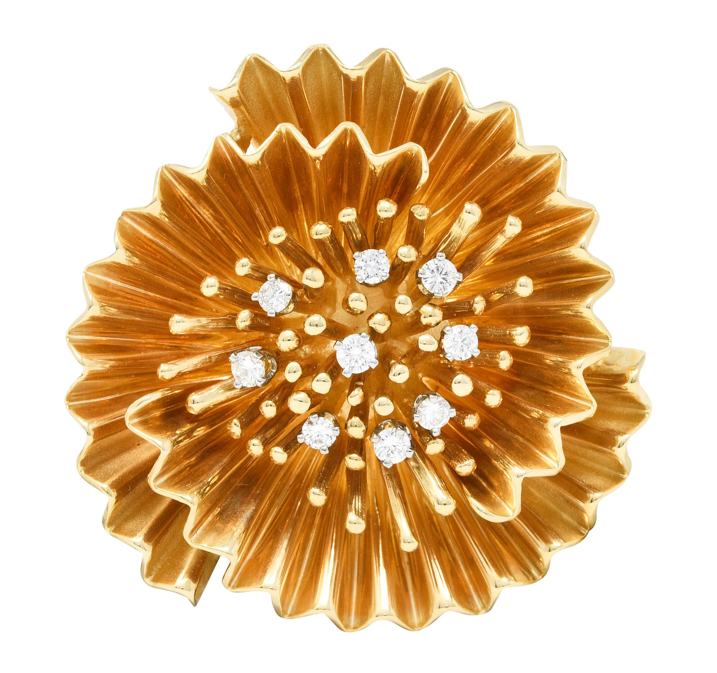 Dankner Diamond 14 Karat Gold Radial Pendant Brooch