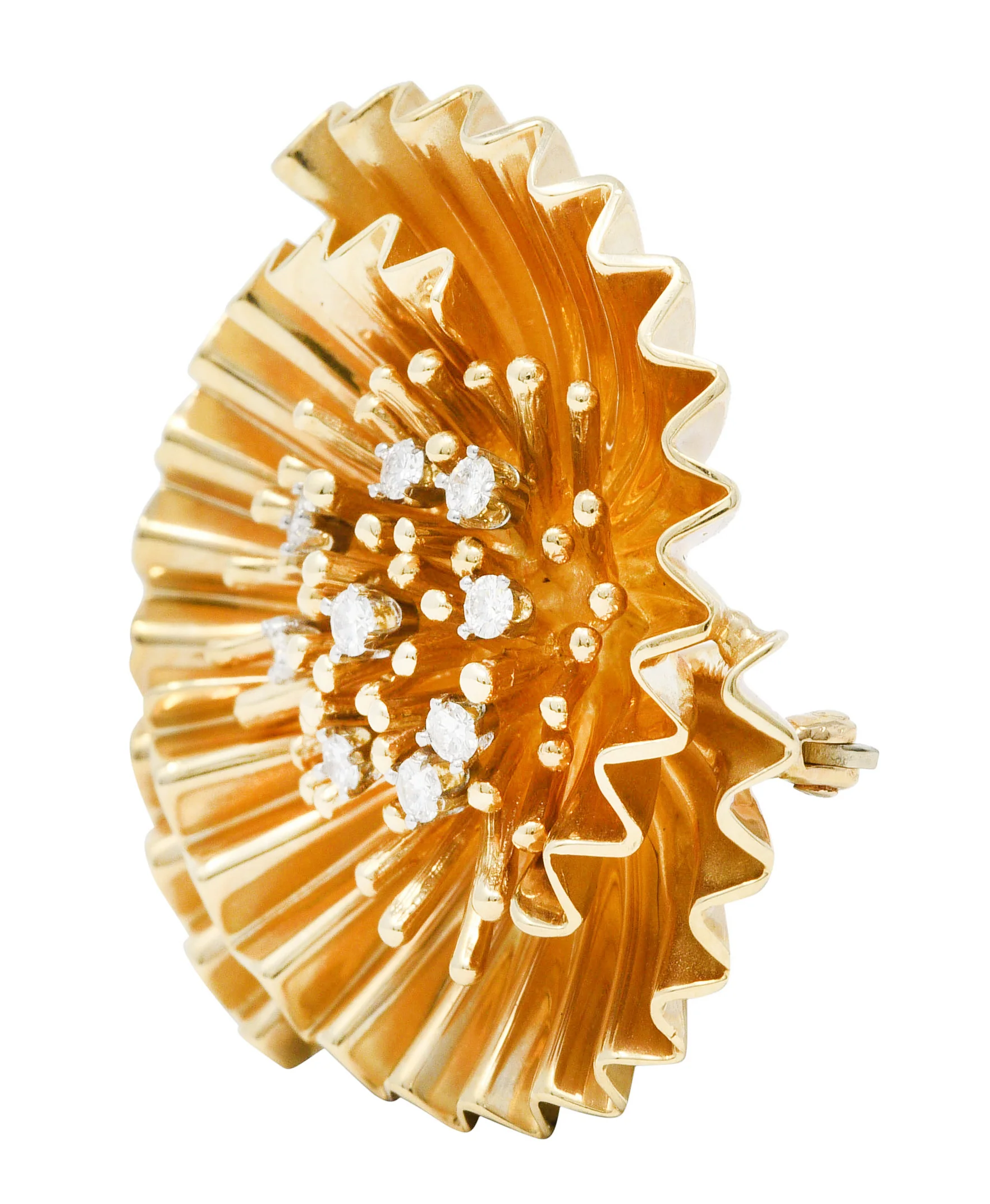 Dankner Diamond 14 Karat Gold Radial Pendant Brooch - Image 5
