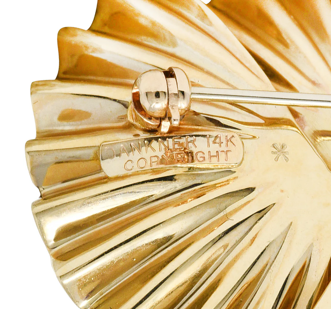Dankner Diamond 14 Karat Gold Radial Pendant Brooch - Image 6