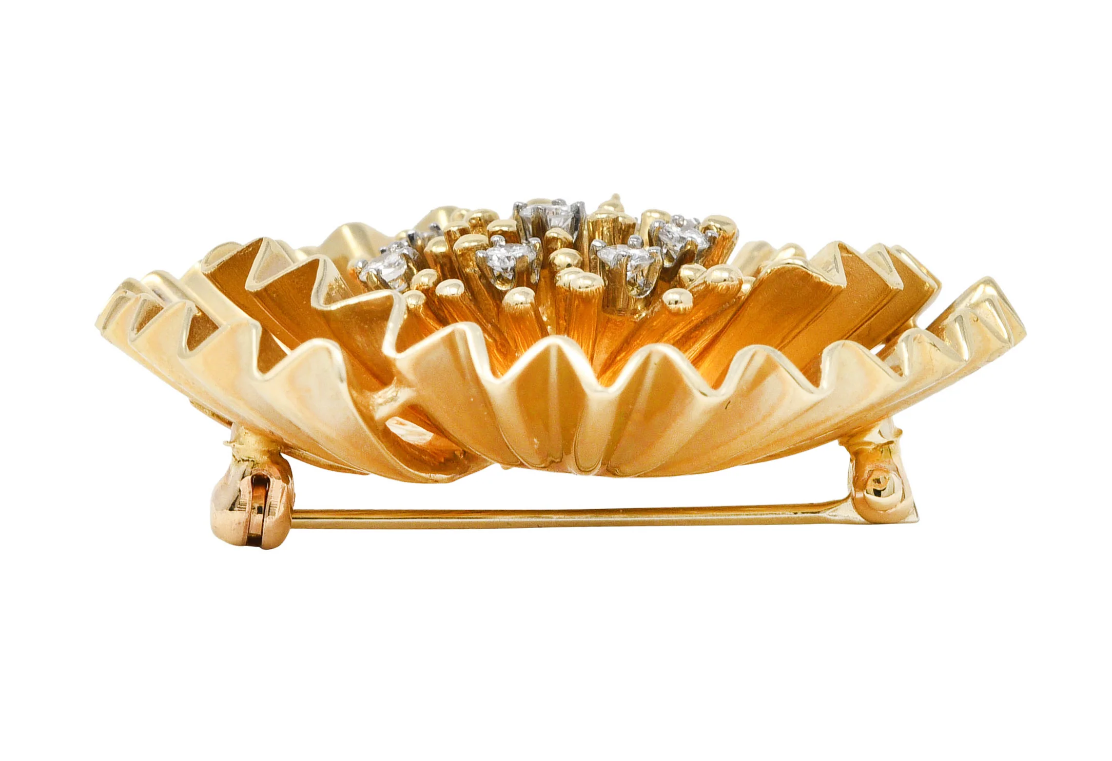 Dankner Diamond 14 Karat Gold Radial Pendant Brooch - Image 7