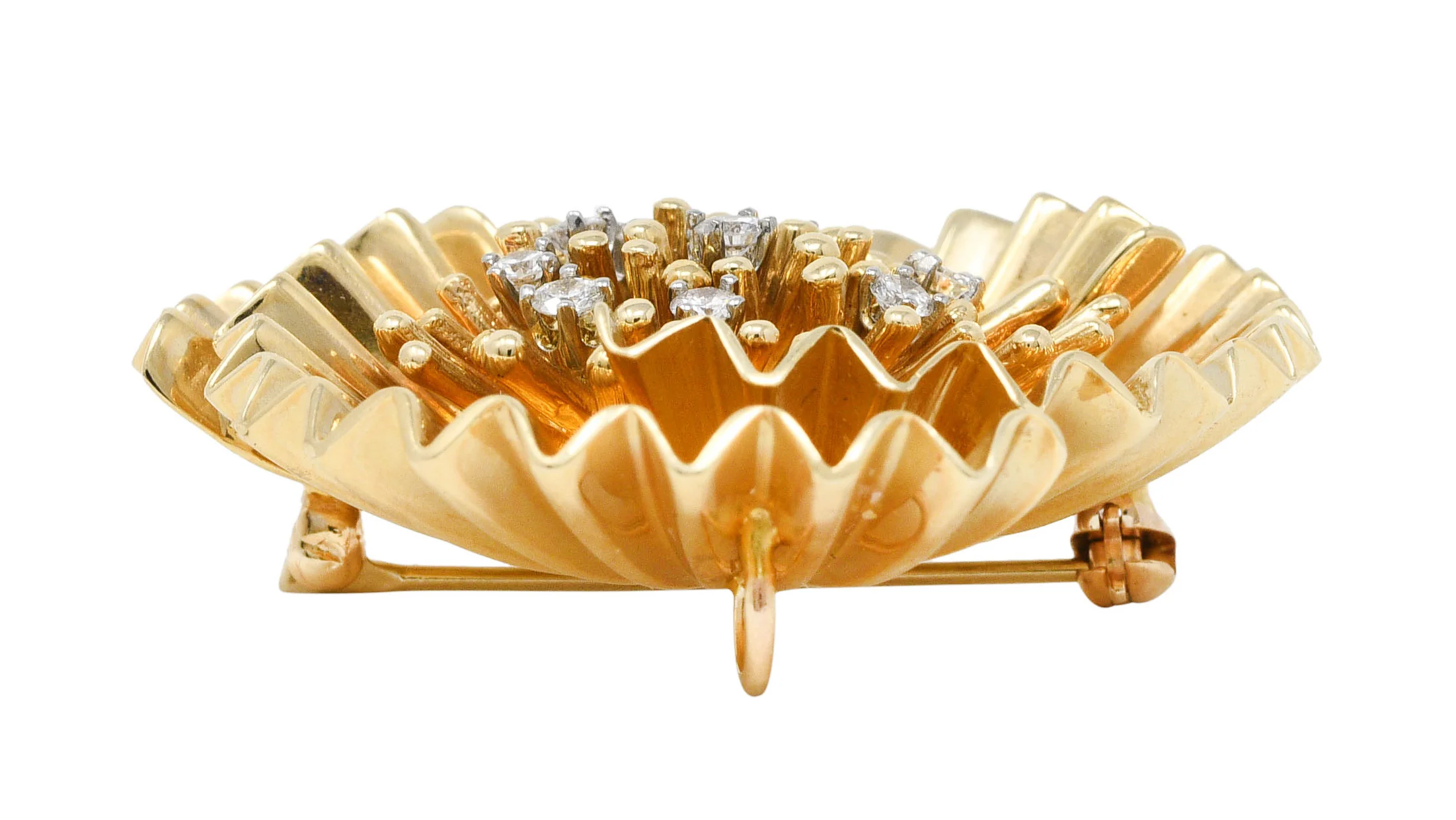 Dankner Diamond 14 Karat Gold Radial Pendant Brooch - Image 8