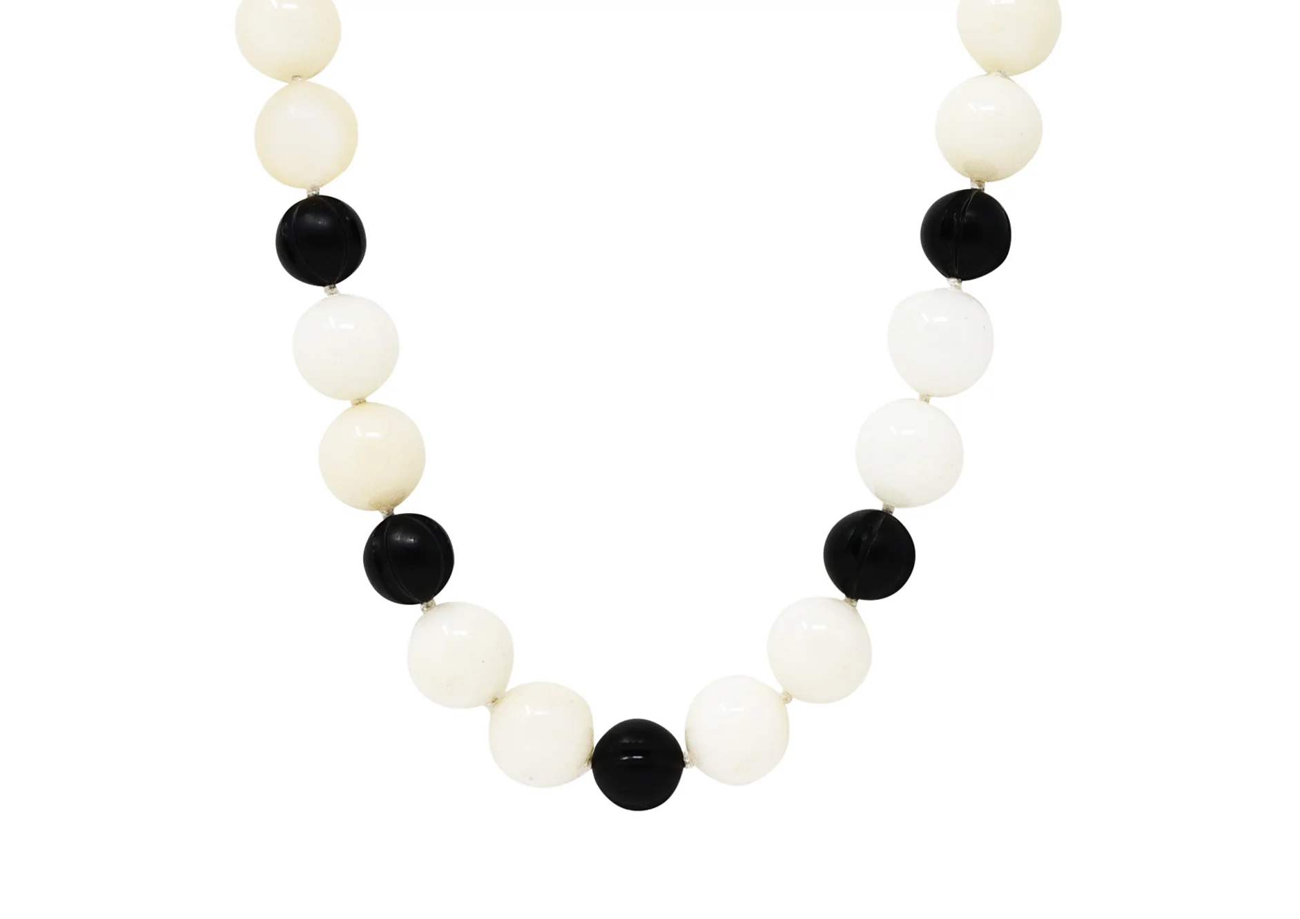 David Webb 1980's Onyx Rock Crystal Quartz Enamel 18 Karat Yellow Gold Bead Strand Vintage Necklace