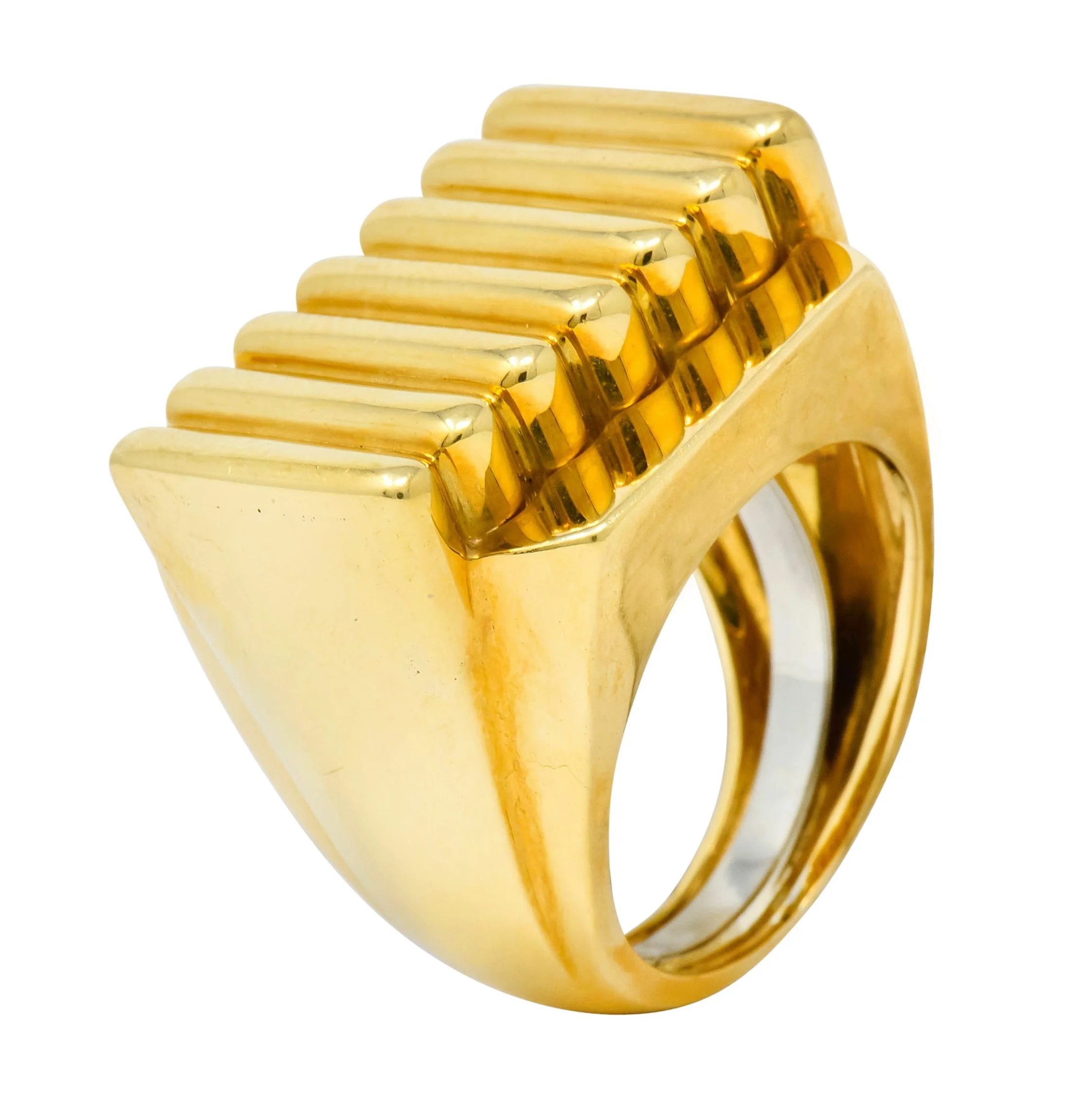 David Webb Vintage 18 Karat Yellow Gold Ridged Band Ring Circa 1960's - Image 3