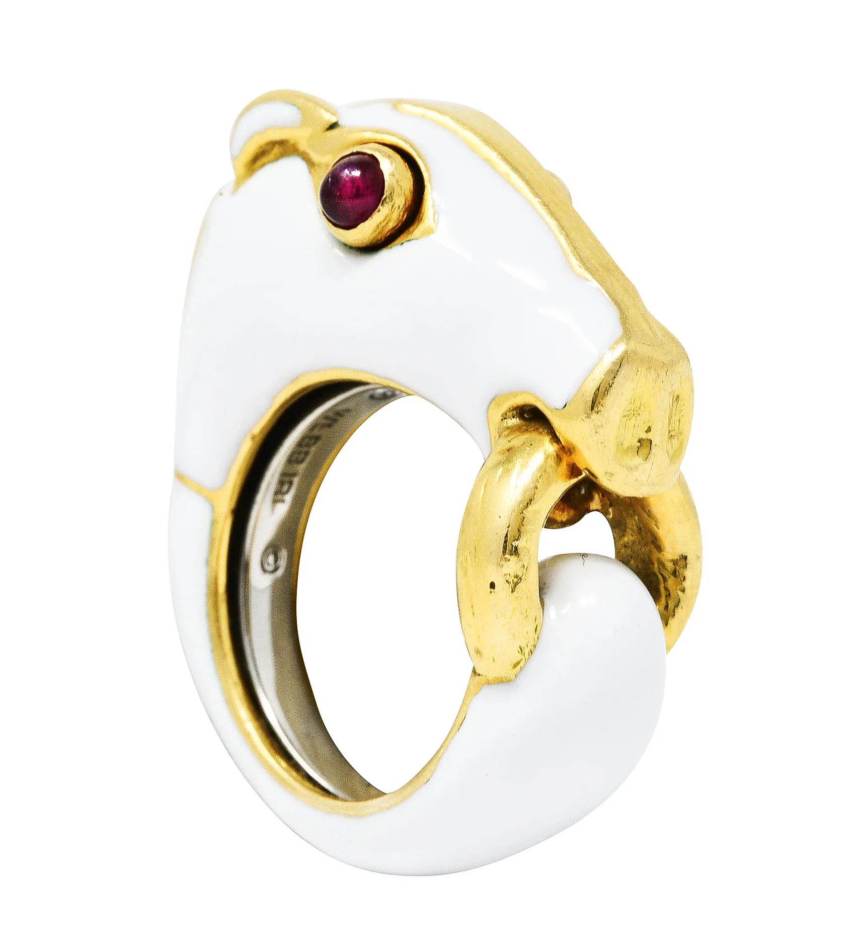 David Webb Vintage Ruby Enamel 18 Karat Gold Kingdom Horse Ring - Image 12