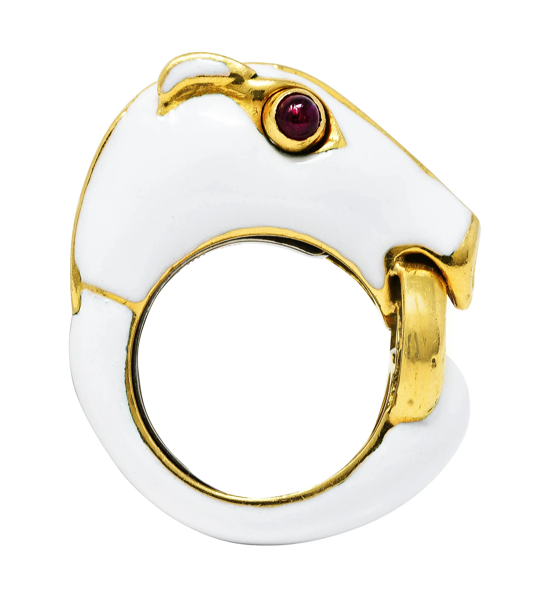 David Webb Vintage Ruby Enamel 18 Karat Gold Kingdom Horse Ring - Image 8
