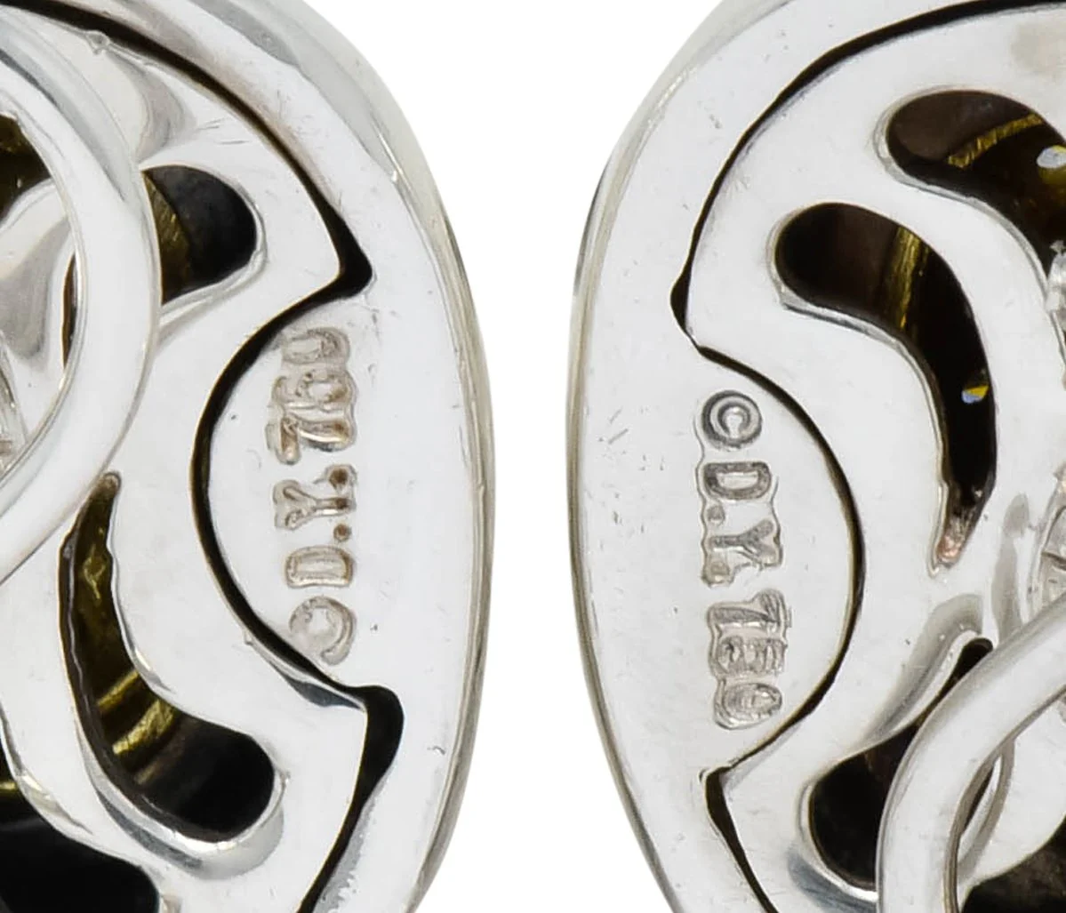 David Yurman 1.25 CTW Diamond Sterling Silver 18 Karat Gold Pave Earrings - Image 6