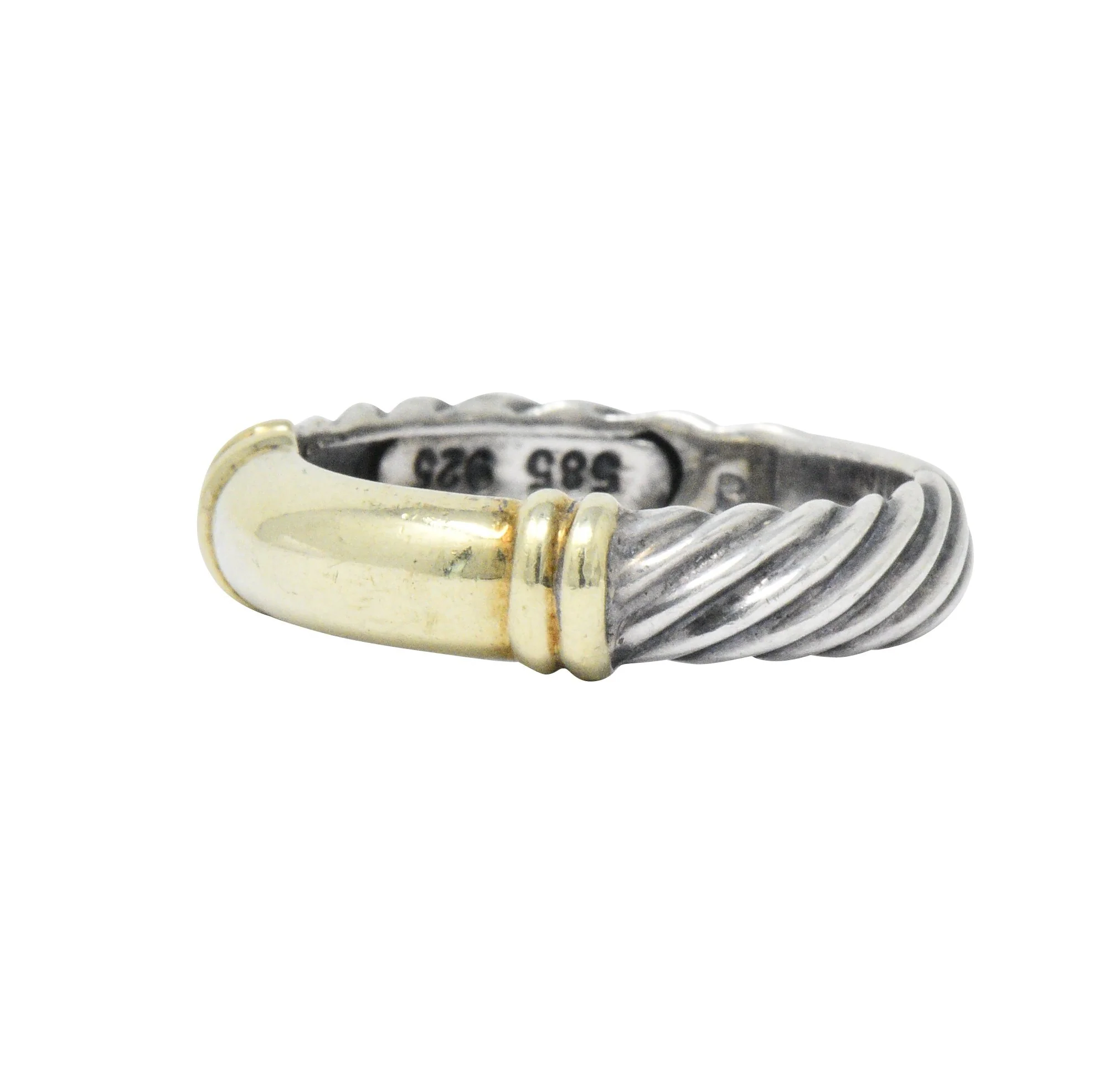 David Yurman 14 Karat Gold Sterling Silver Metro Cable Stack Band Ring - Image 2