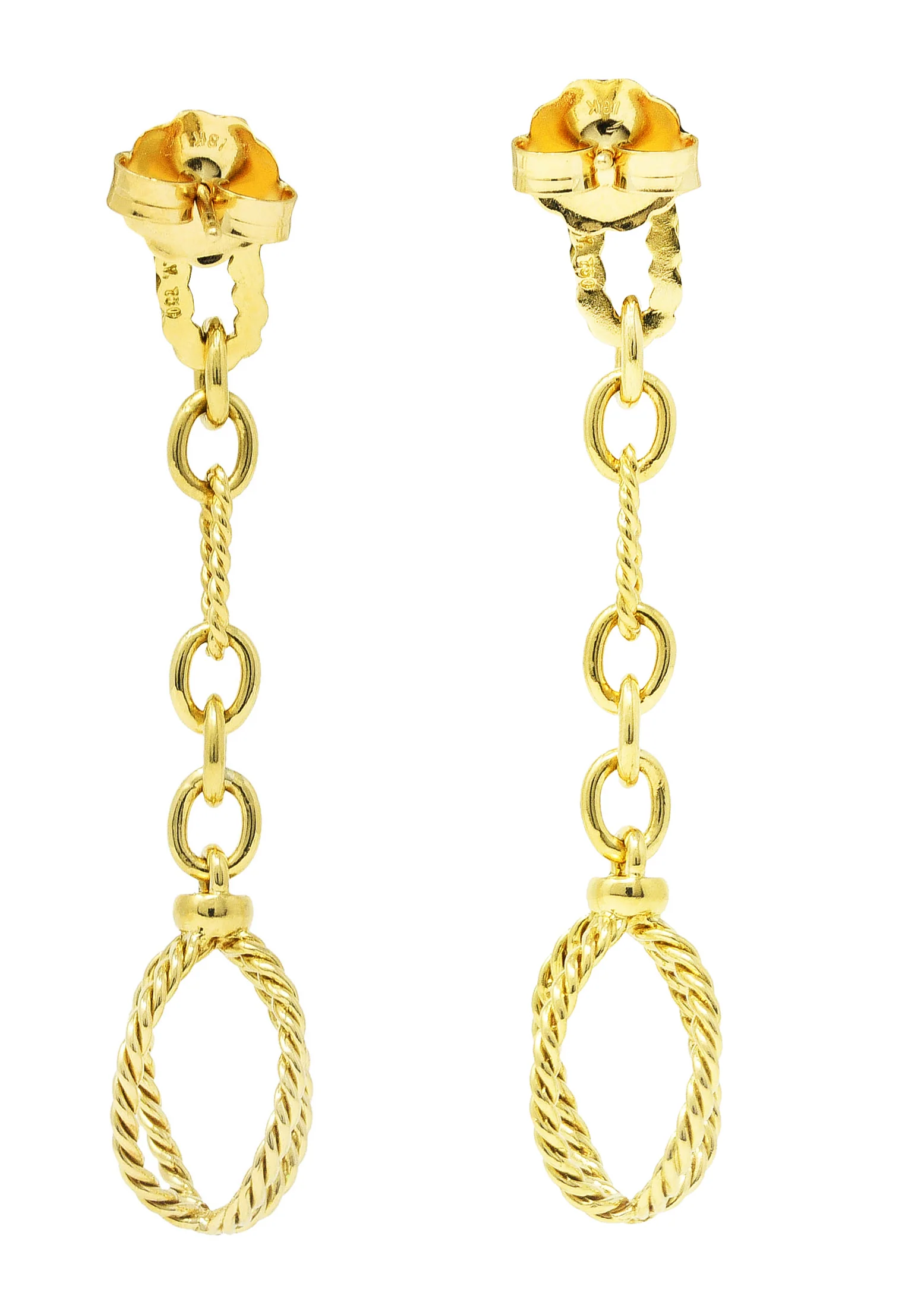 David Yurman 18 Karat Yellow Gold Twisted Cable Link Drop Earrings - Image 3