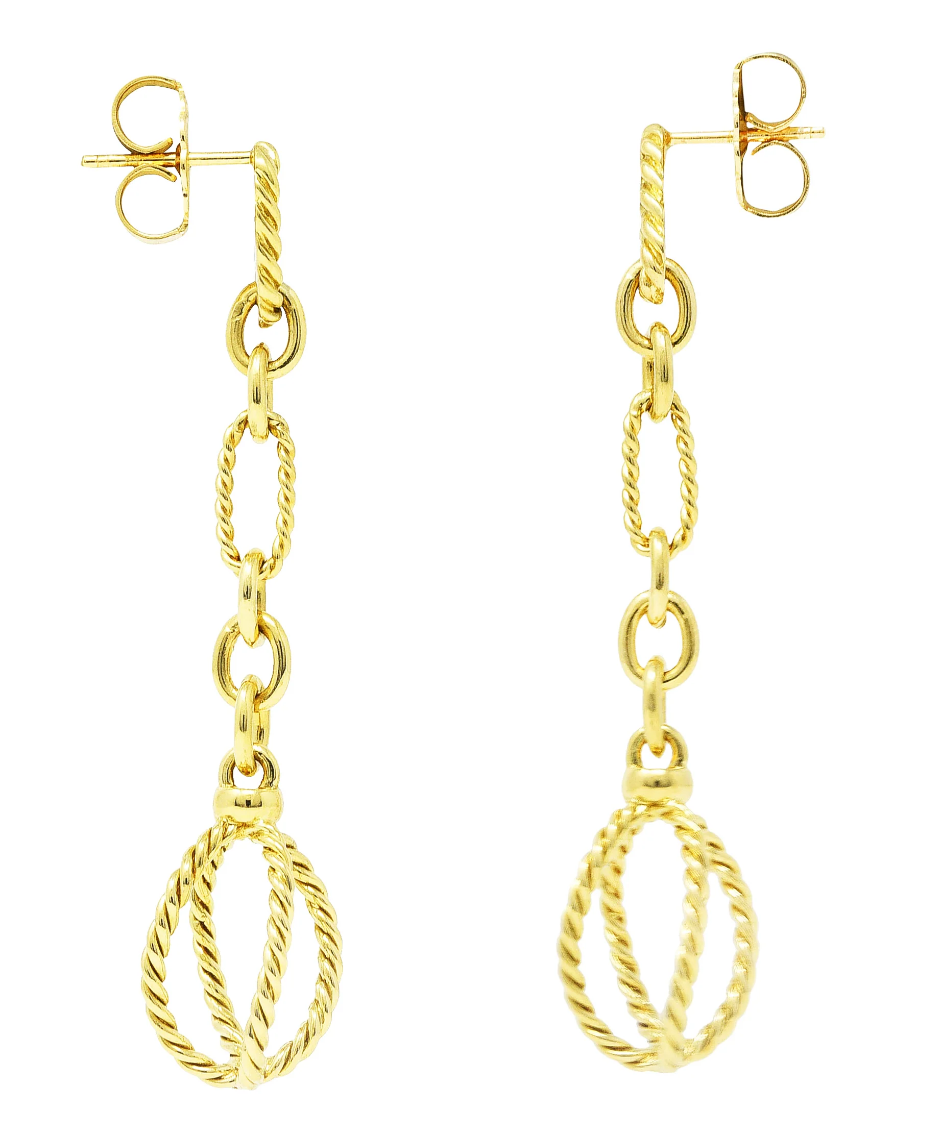 David Yurman 18 Karat Yellow Gold Twisted Cable Link Drop Earrings - Image 4