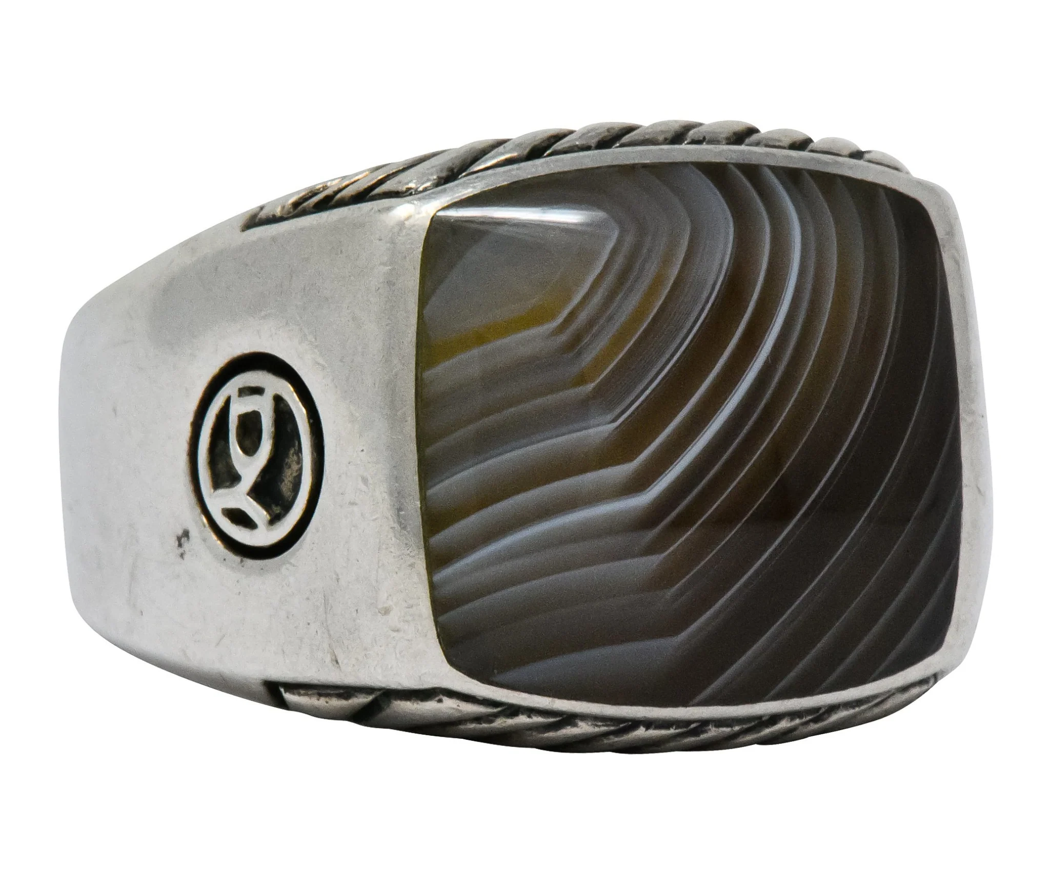 David Yurman Agate Sterling Silver Men's Exotic Stone Ring - Image 2
