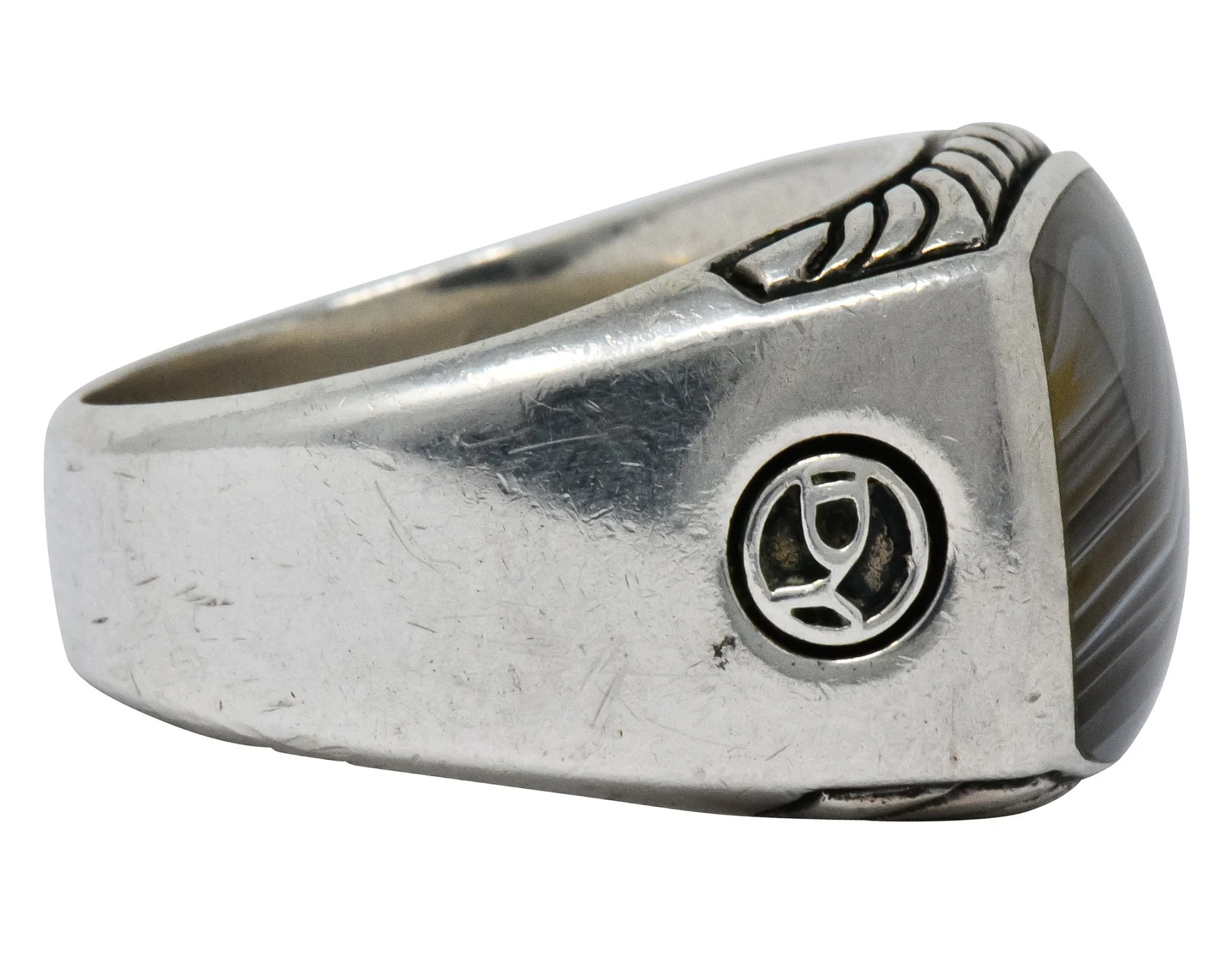David Yurman Agate Sterling Silver Men's Exotic Stone Ring - Image 3