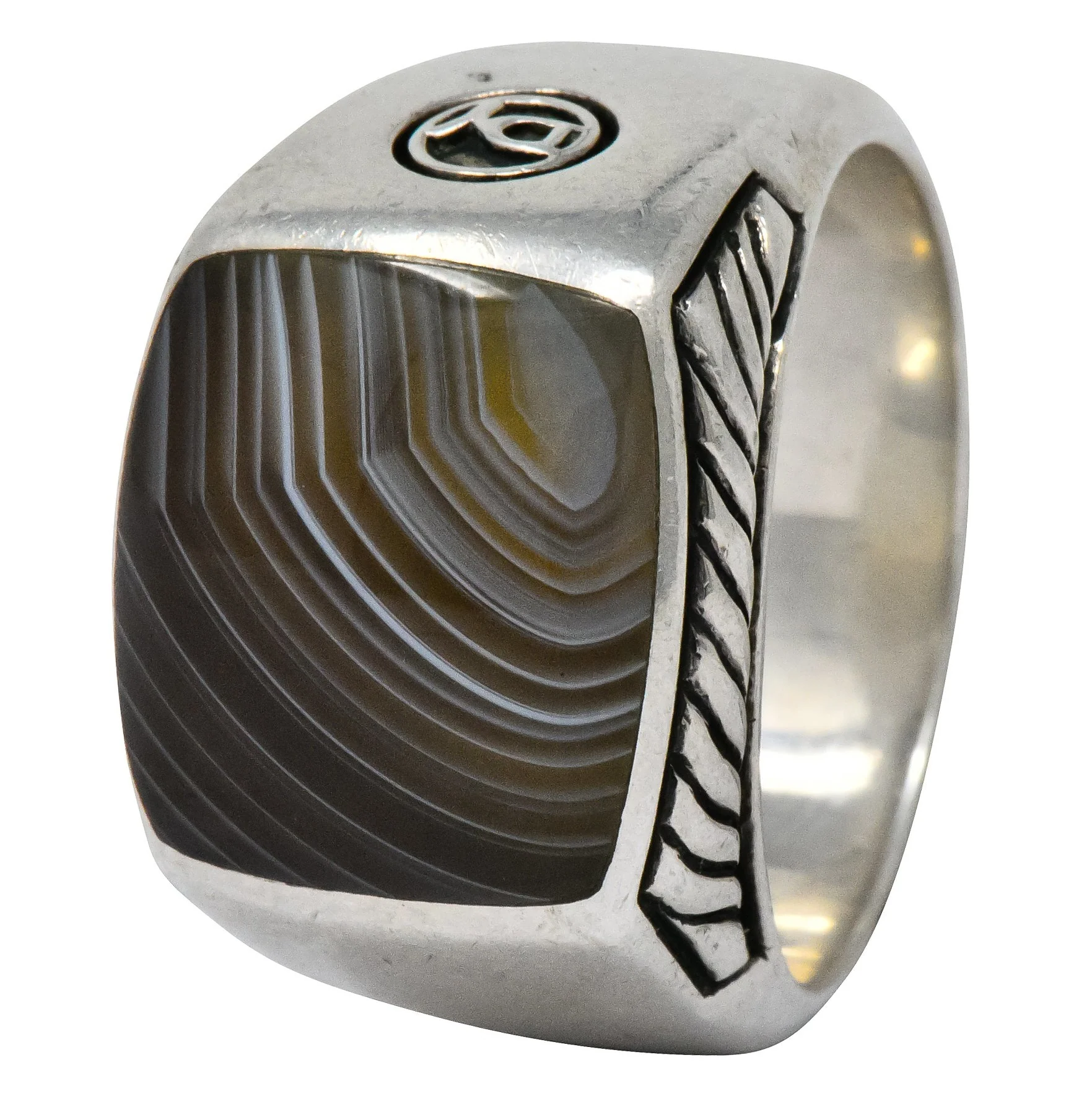 David Yurman Agate Sterling Silver Men's Exotic Stone Ring - Image 8