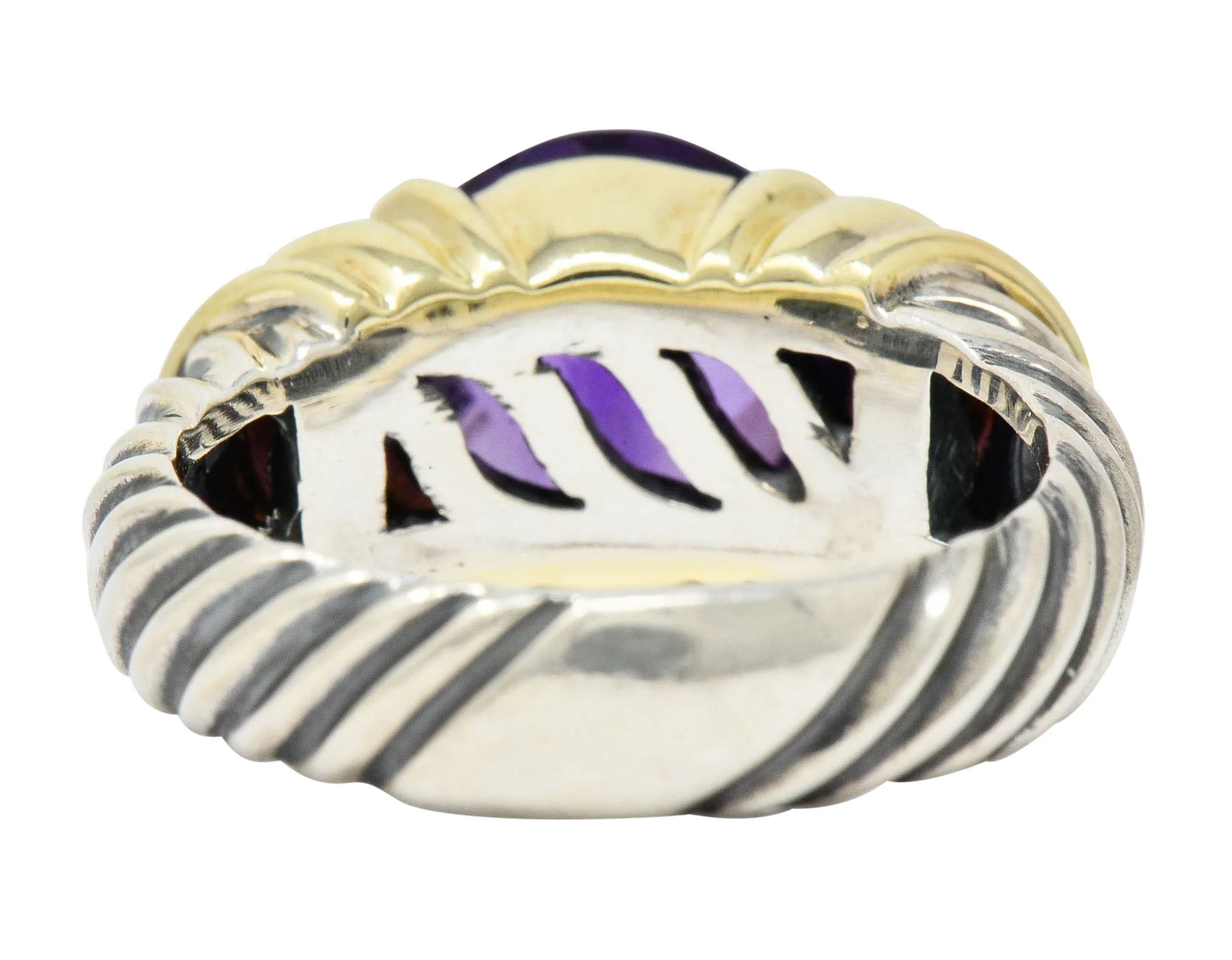 David Yurman Amethyst 18 Karat Gold Silver Capri Ring - Image 4