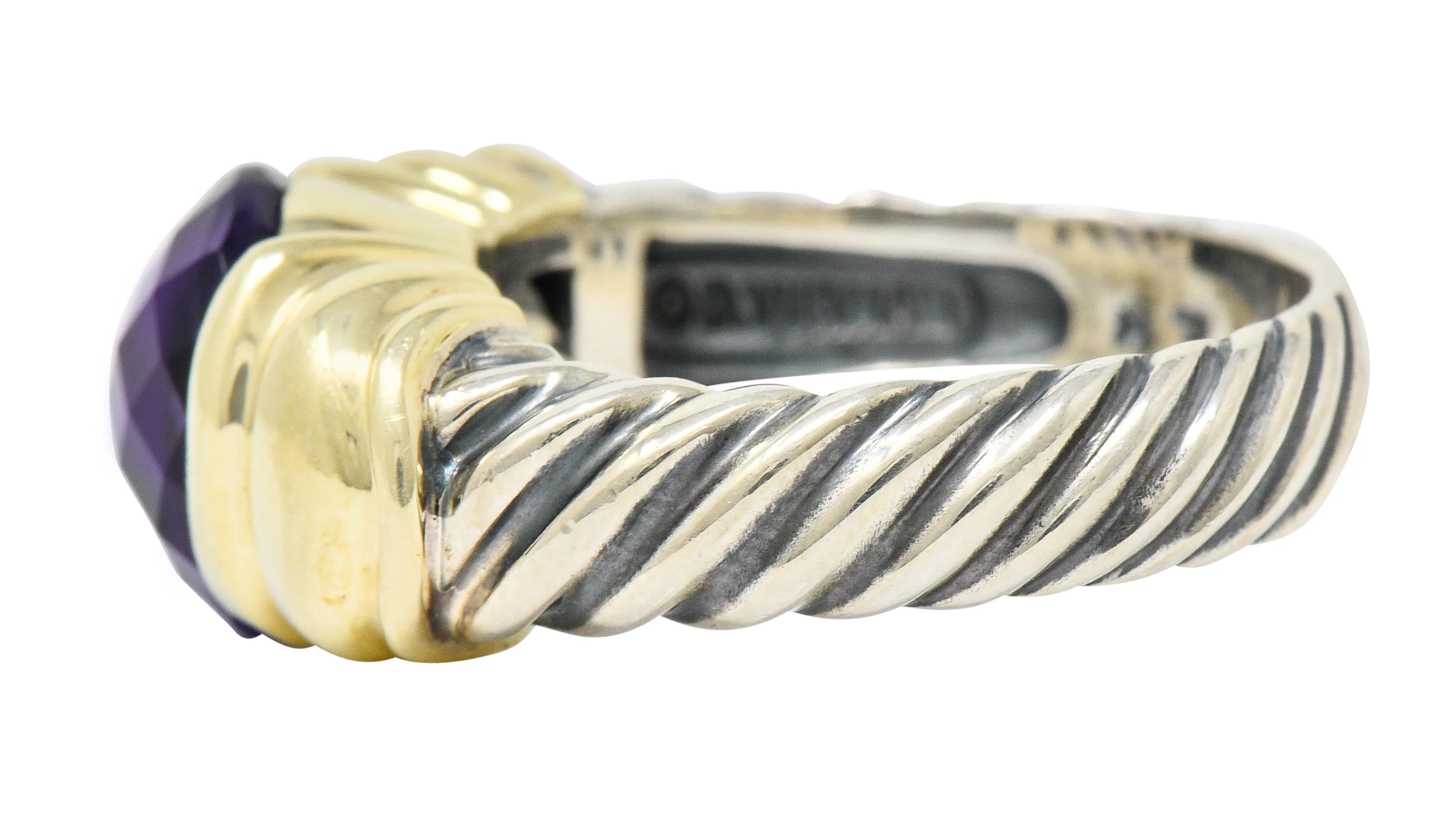 David Yurman Amethyst 18 Karat Gold Silver Capri Ring - Image 5