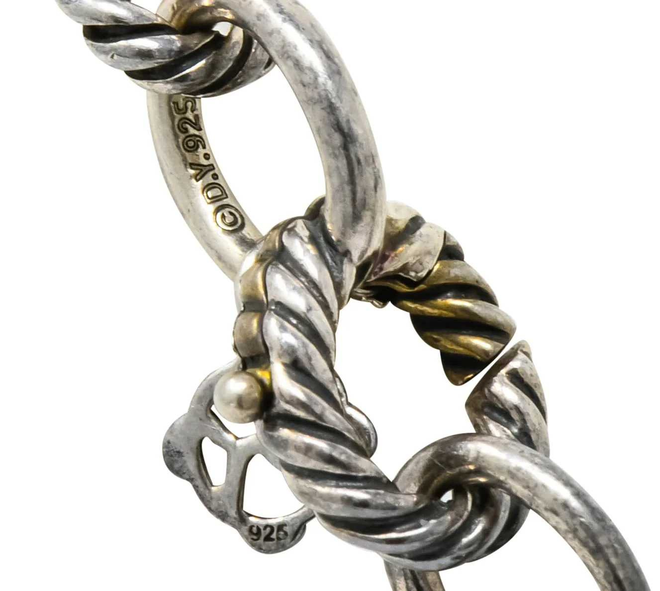 David Yurman Blue Topaz Sterling Silver Albion Enhancer Linked Necklace - Image 6