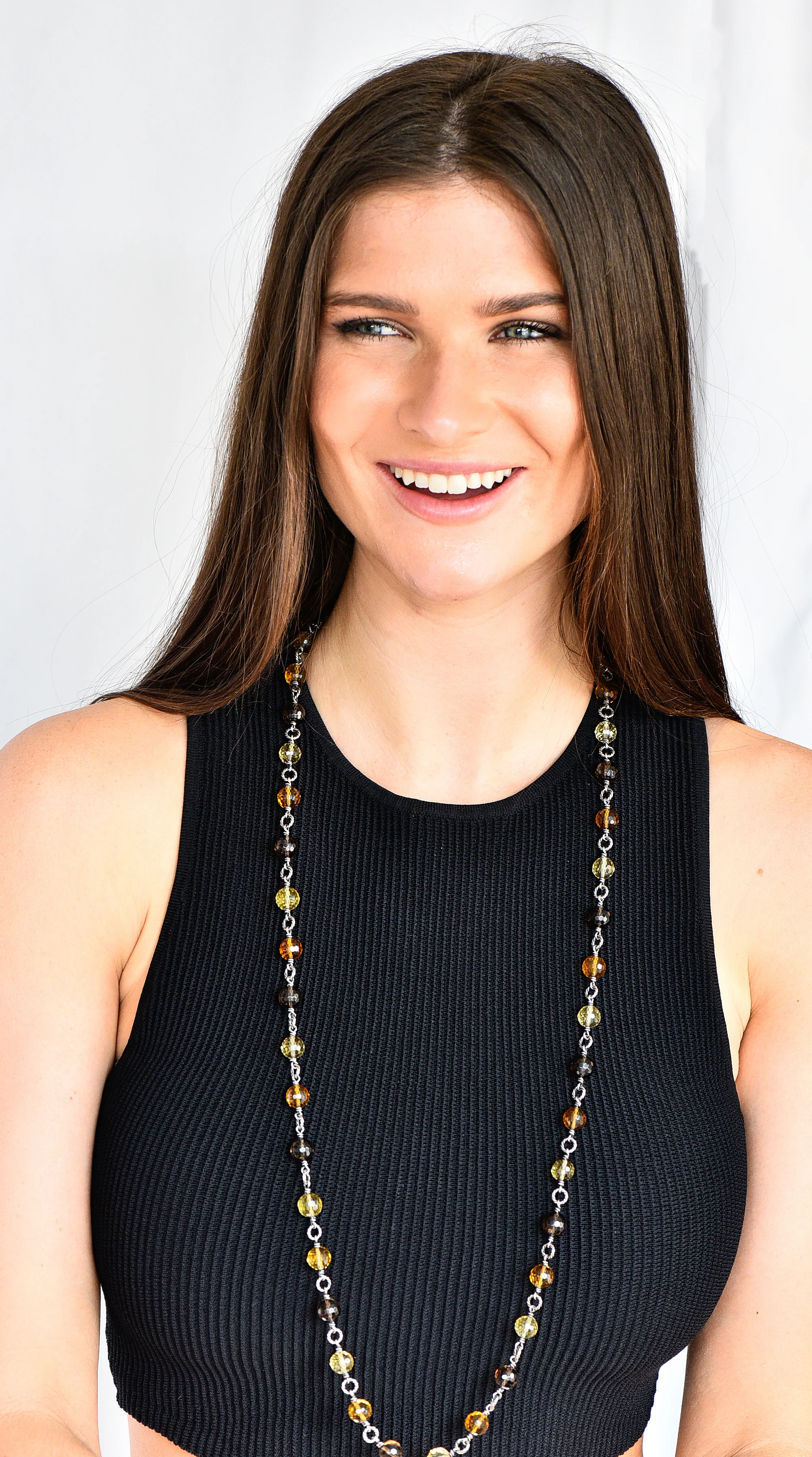 David Yurman Citrine Smoky Quartz Rock Crystal Sterling Silver Bead Station Necklace - Image 11