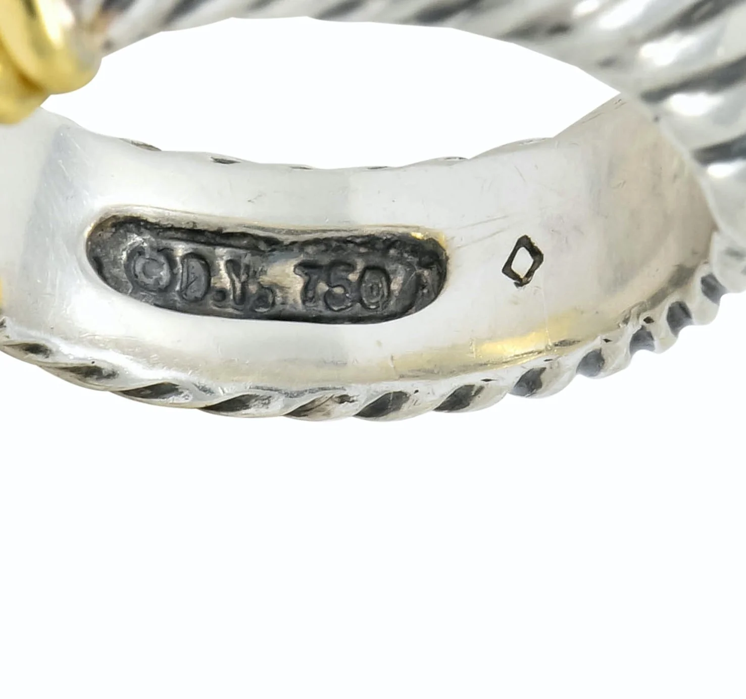 David Yurman Diamond 18 Karat Gold Sterling Silver Metro Ring - Image 7