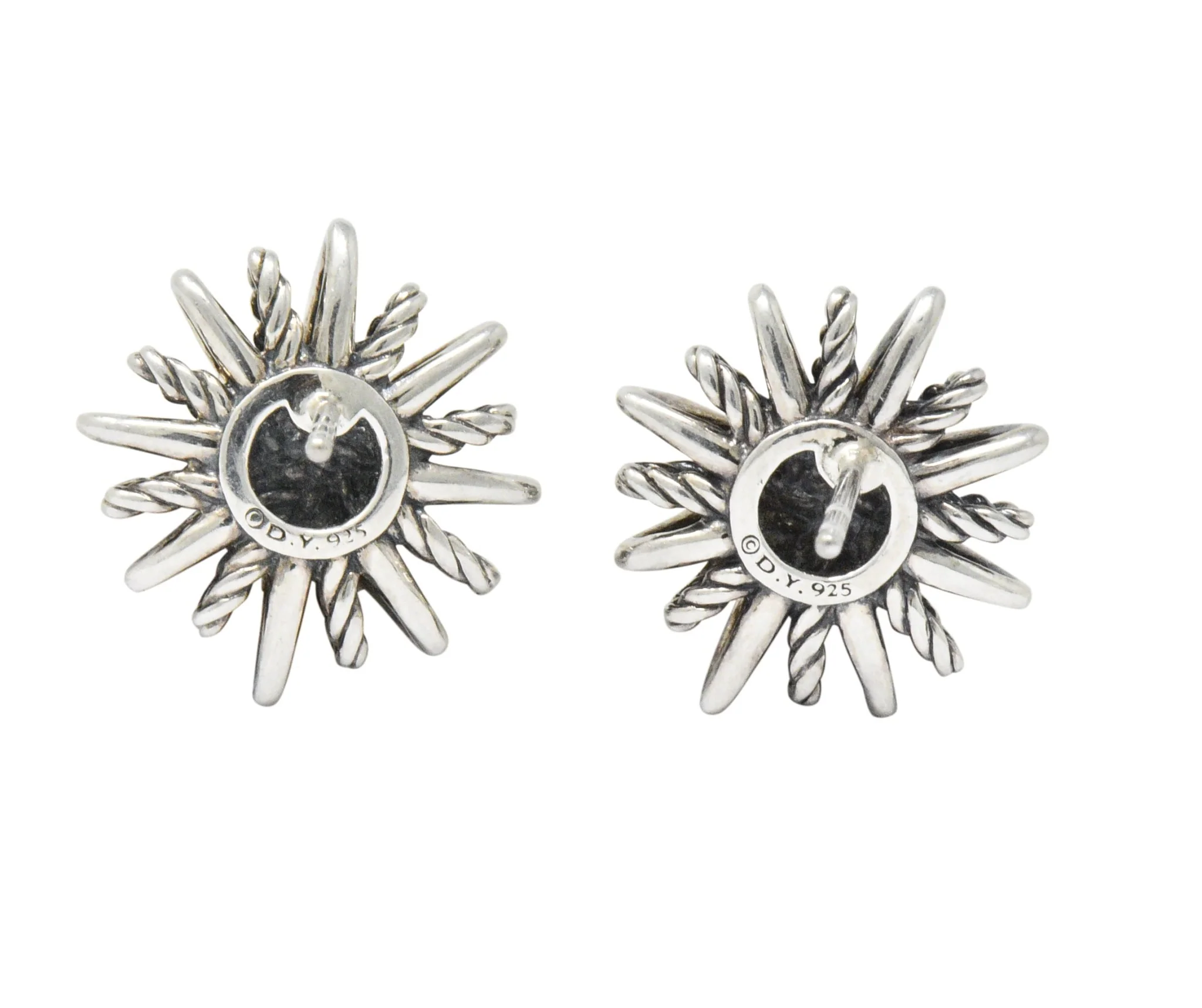 David Yurman Diamond Sterling Silver Starburst Earrings - Image 5