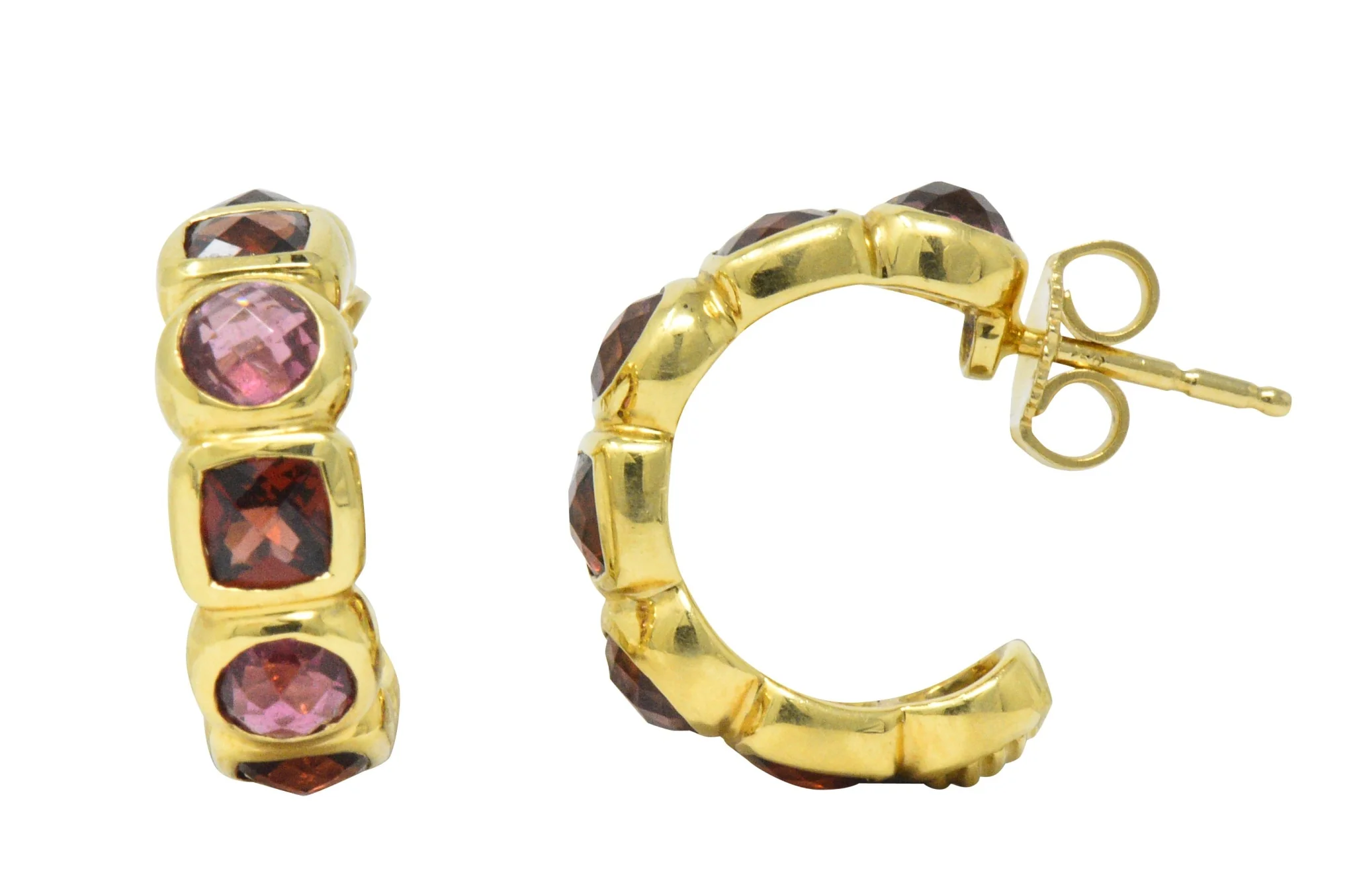 David Yurman Garnet Tourmaline 18 Karat Gold Earrings - Image 2