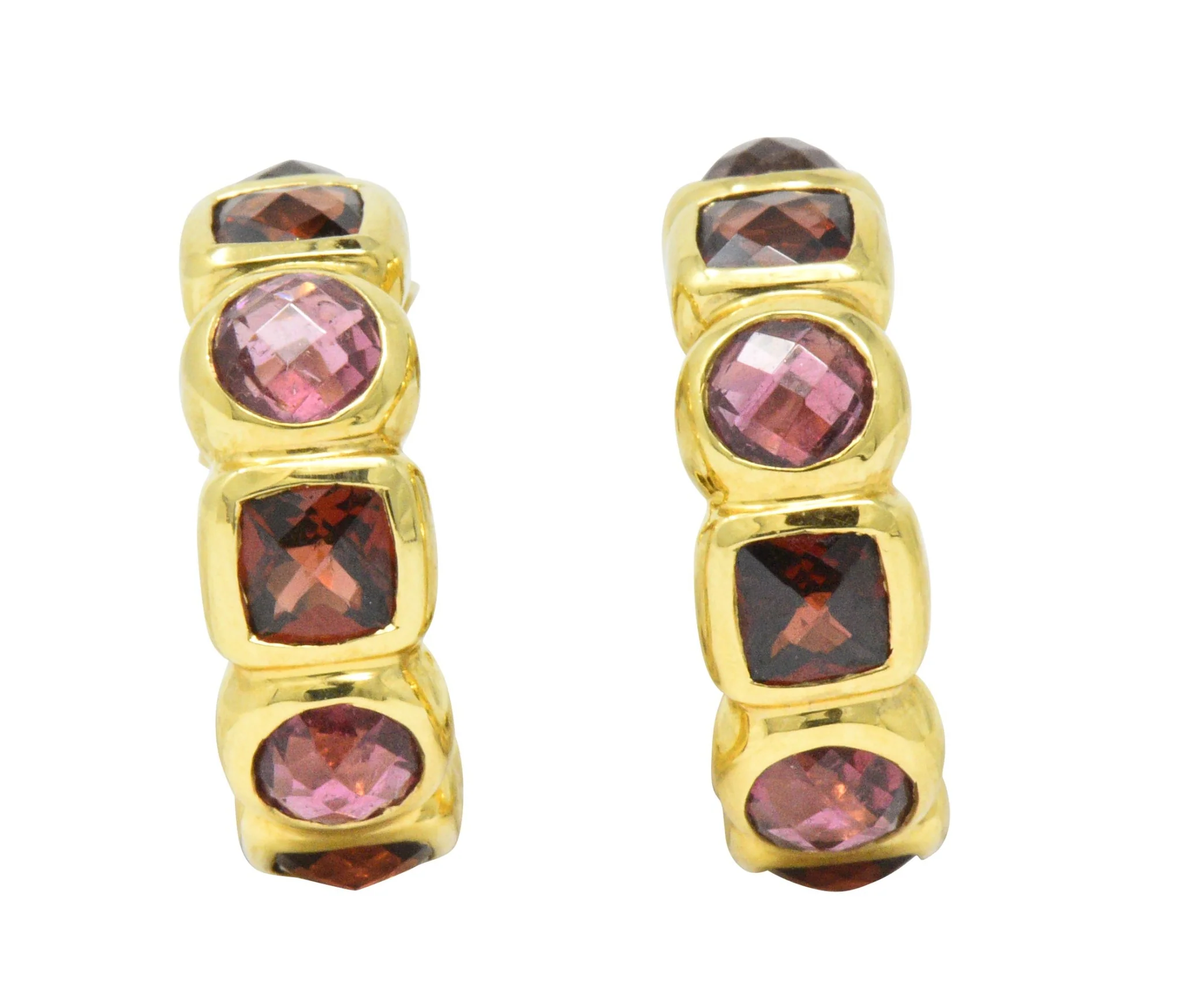 David Yurman Garnet Tourmaline 18 Karat Gold Earrings - Image 3