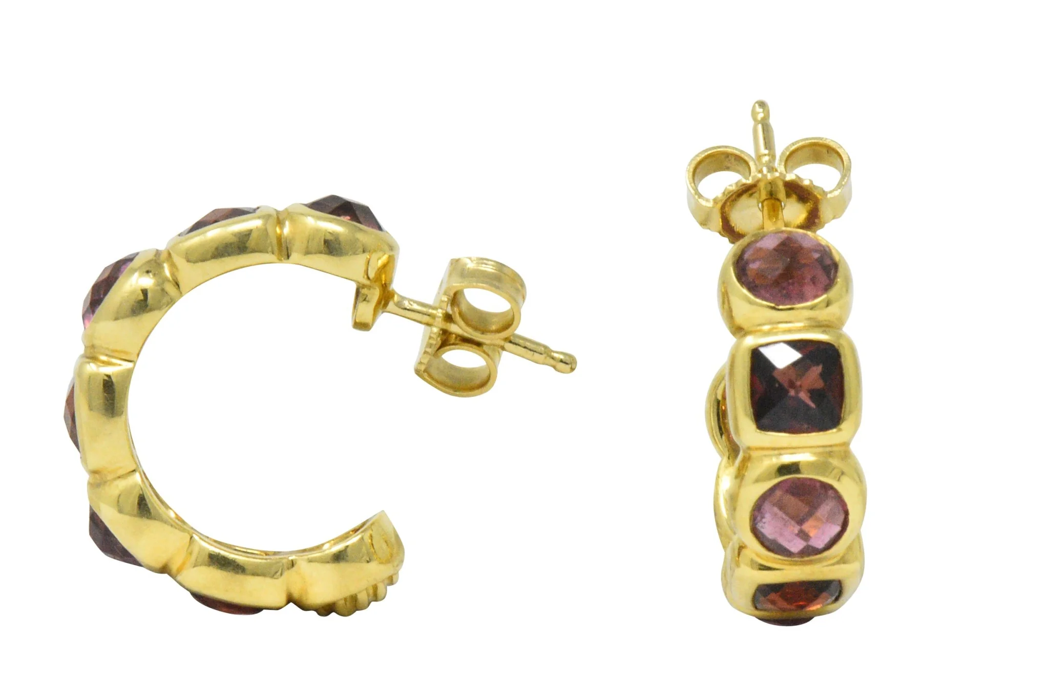 David Yurman Garnet Tourmaline 18 Karat Gold Earrings - Image 4