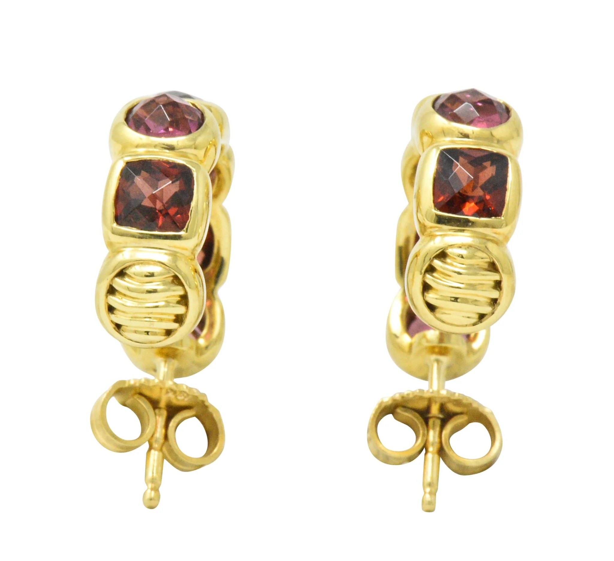 David Yurman Garnet Tourmaline 18 Karat Gold Earrings - Image 5