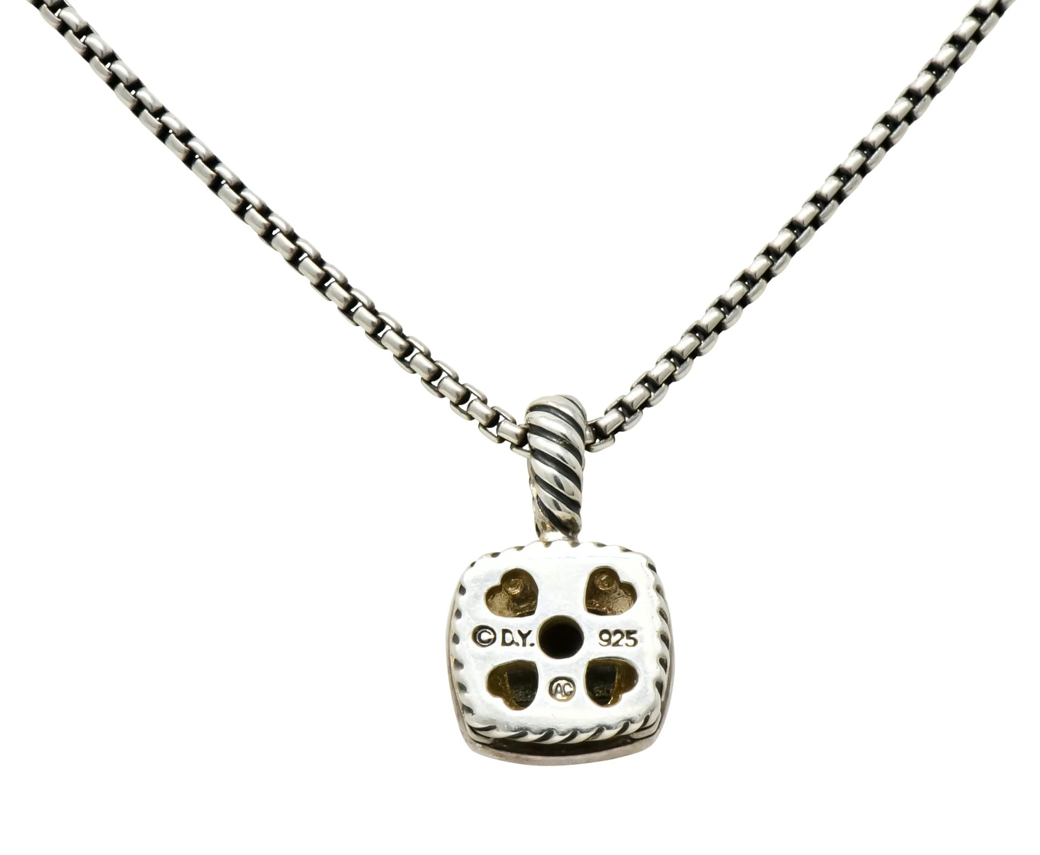 David Yurman Hematite Diamond Sterling Silver Petite Albion Pendant Necklace - Image 7