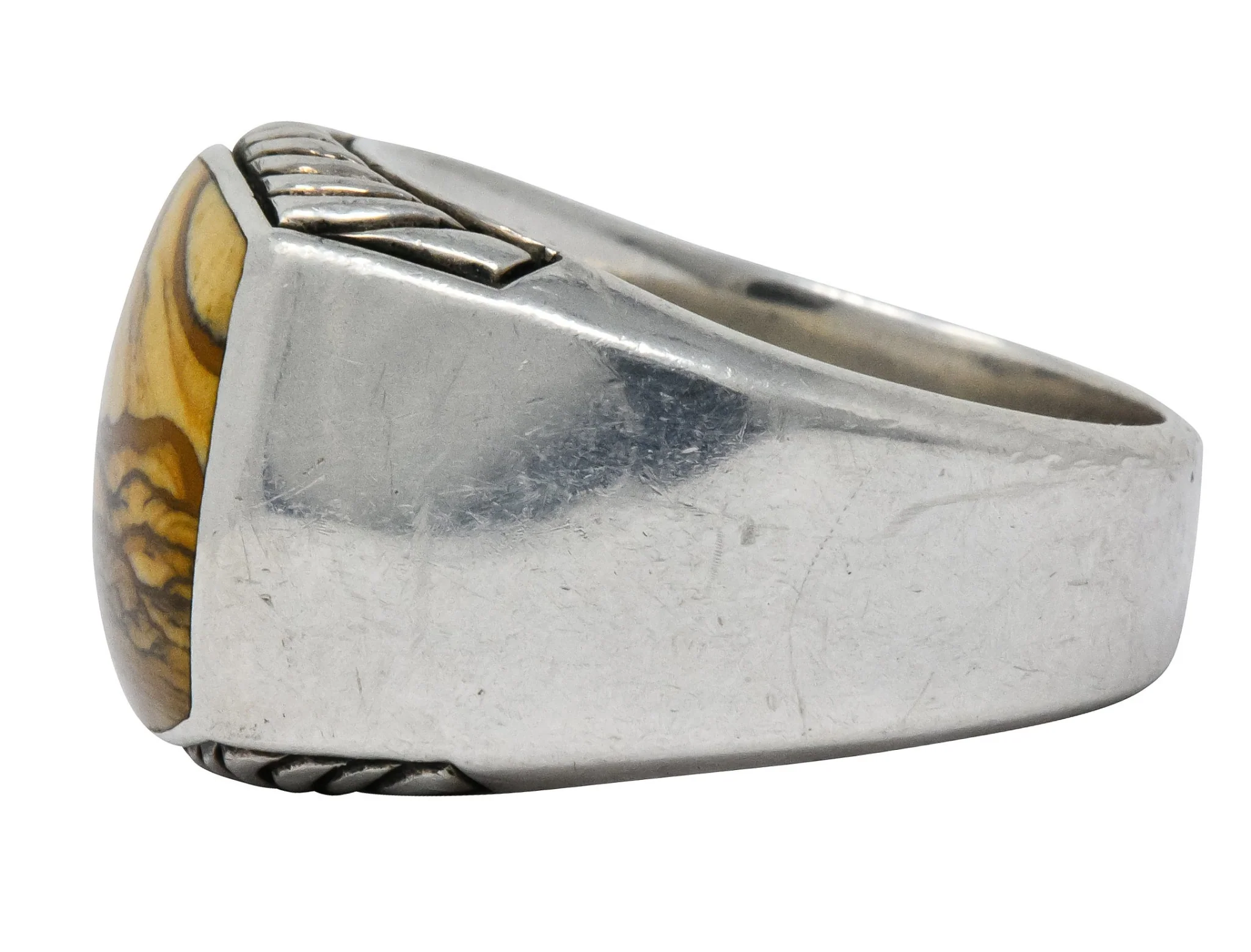 David Yurman Jasper Sterling Silver Men's Exotic Stone Ring - Image 5
