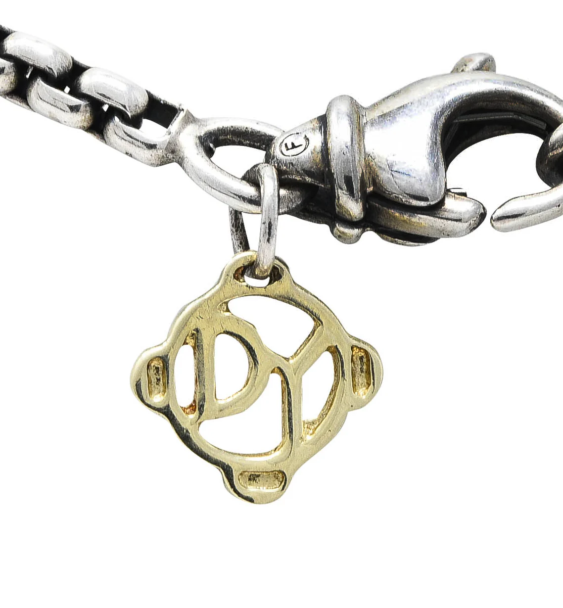 David Yurman Pave Diamond Chrysoprase 18 Karat Gold Sterling Silver Enhancer Pendant Necklace - Image 10