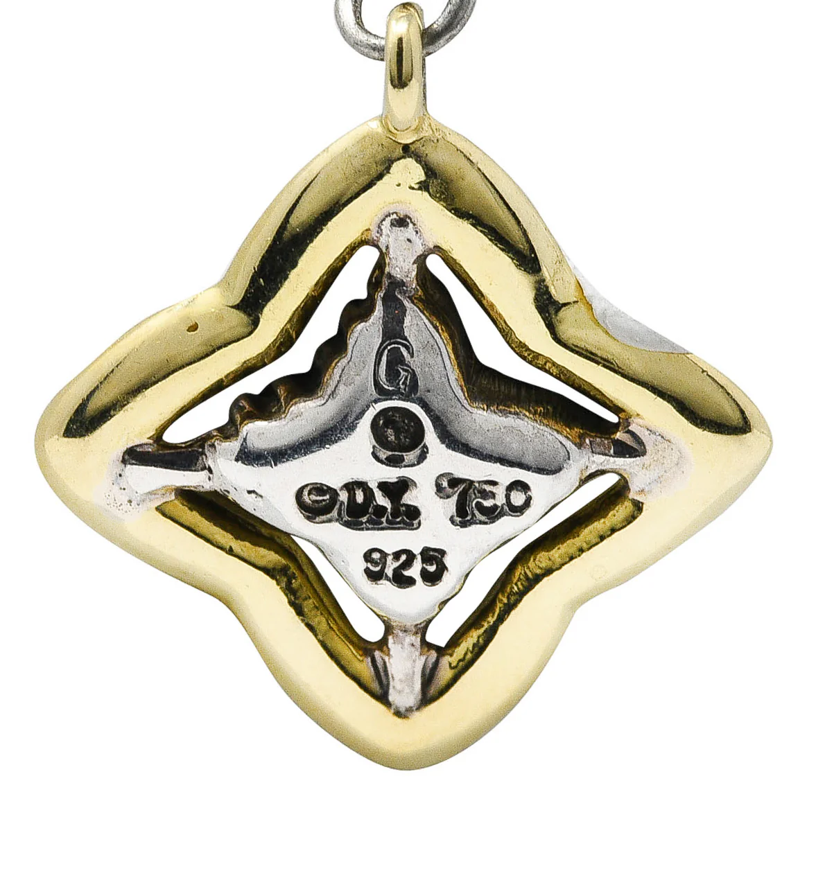 David Yurman Pearl 18 Karat Gold Sterling Silver Quatrefoil Lariat Necklace - Image 5