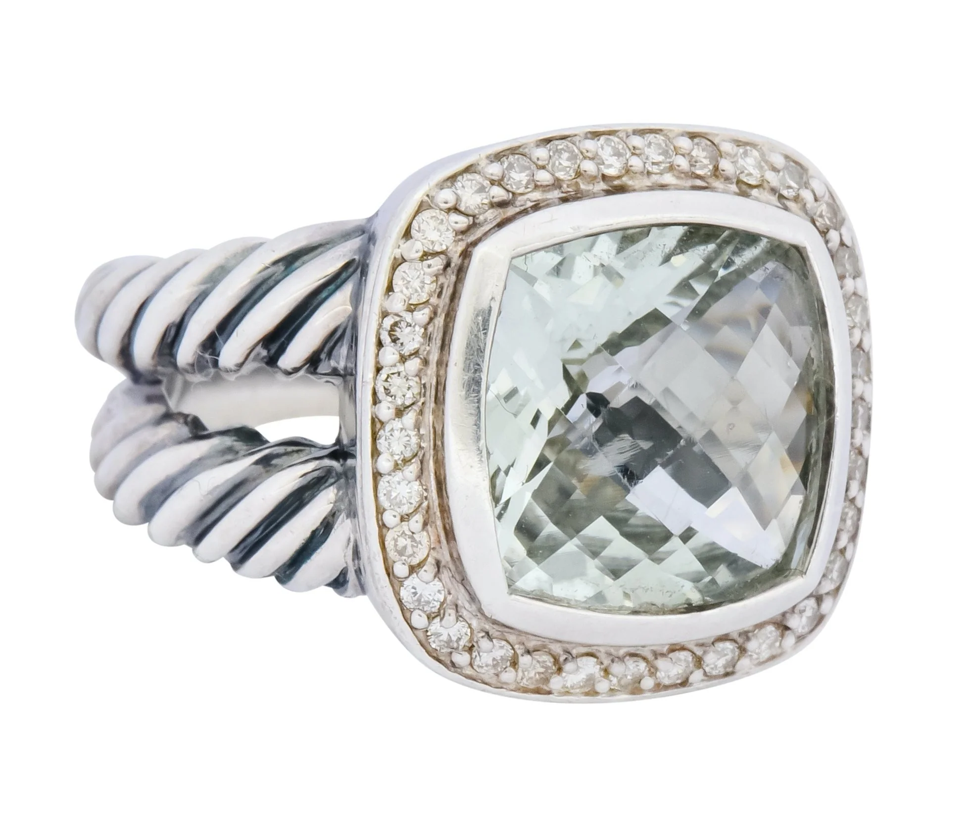 David Yurman Prasiolite Diamond Sterling Silver Albion Ring - Image 2