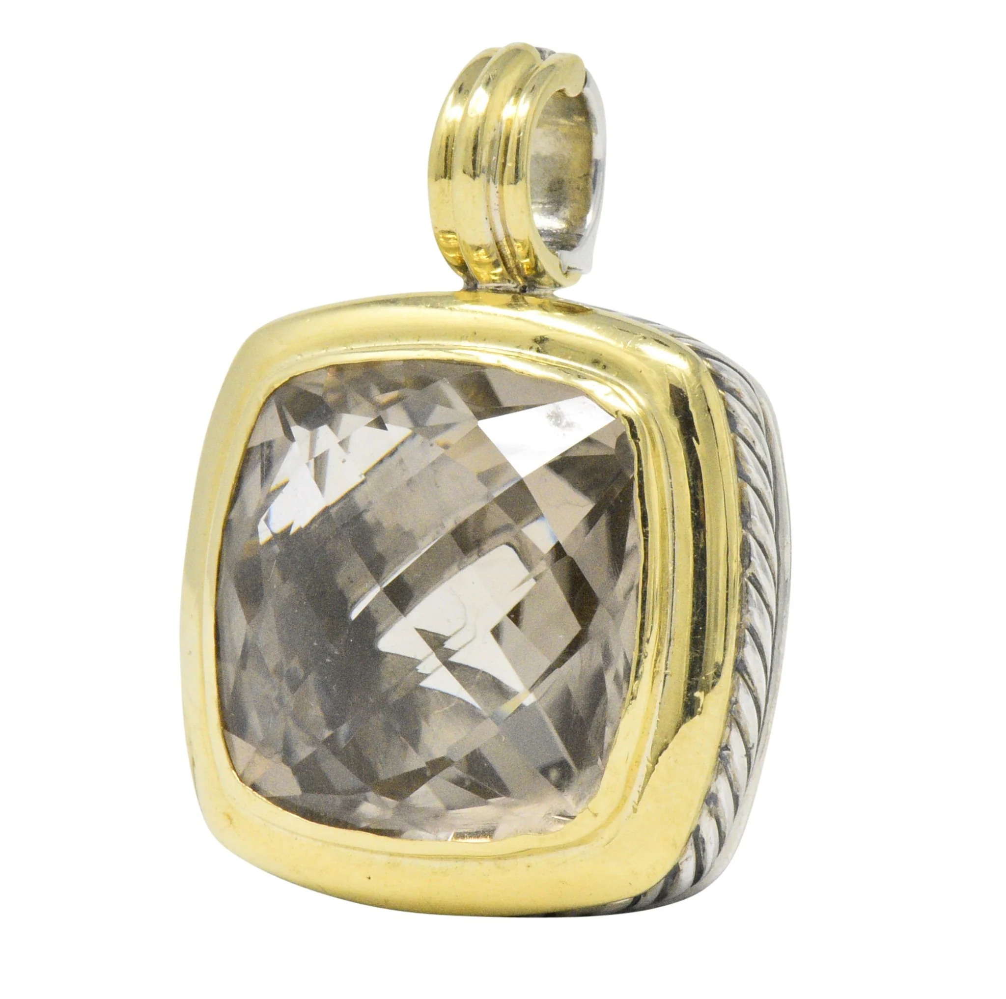 David Yurman Smoky Quartz Sterling Silver 18 Karat Gold Pendant - Image 2