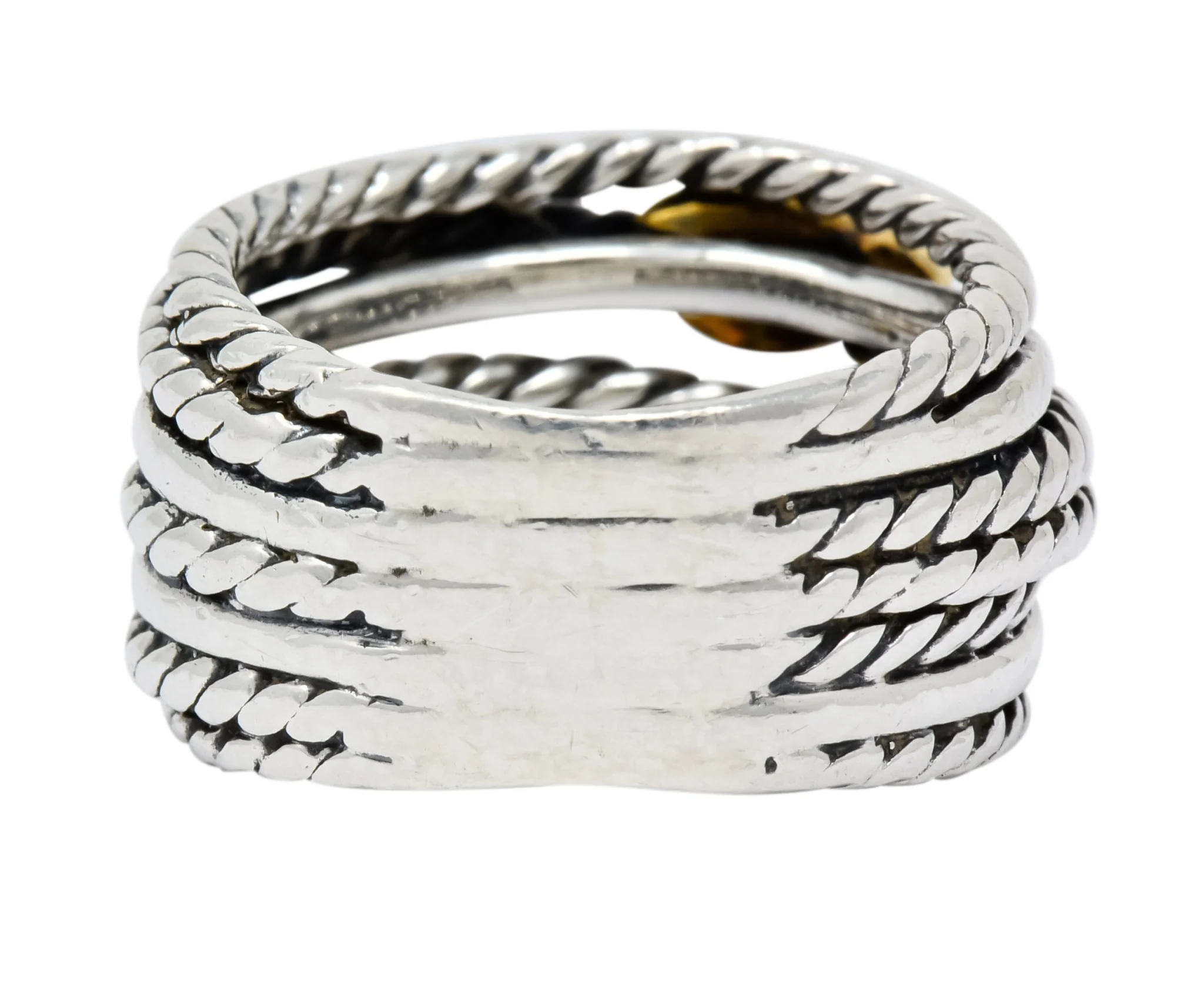 David Yurman Sterling Silver 18 Karat Gold Double X Crossover Ring - Image 4