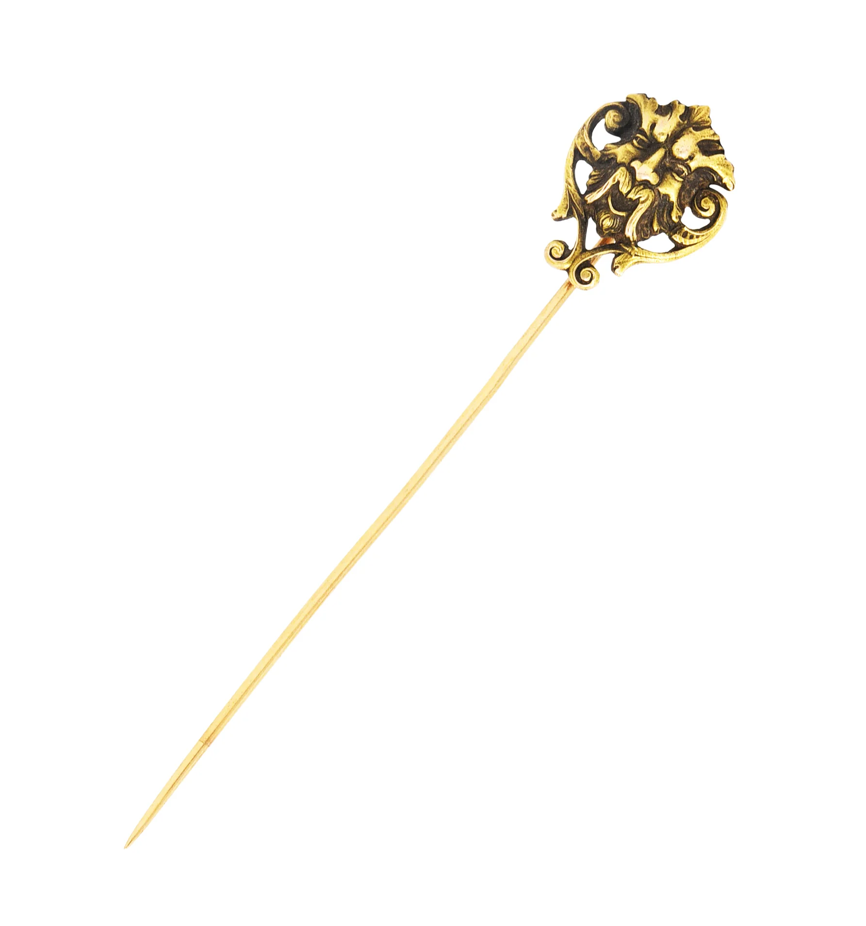 Day Clark & Co. 14 Karat Yellow Gold Green Man Stickpin - Image 2
