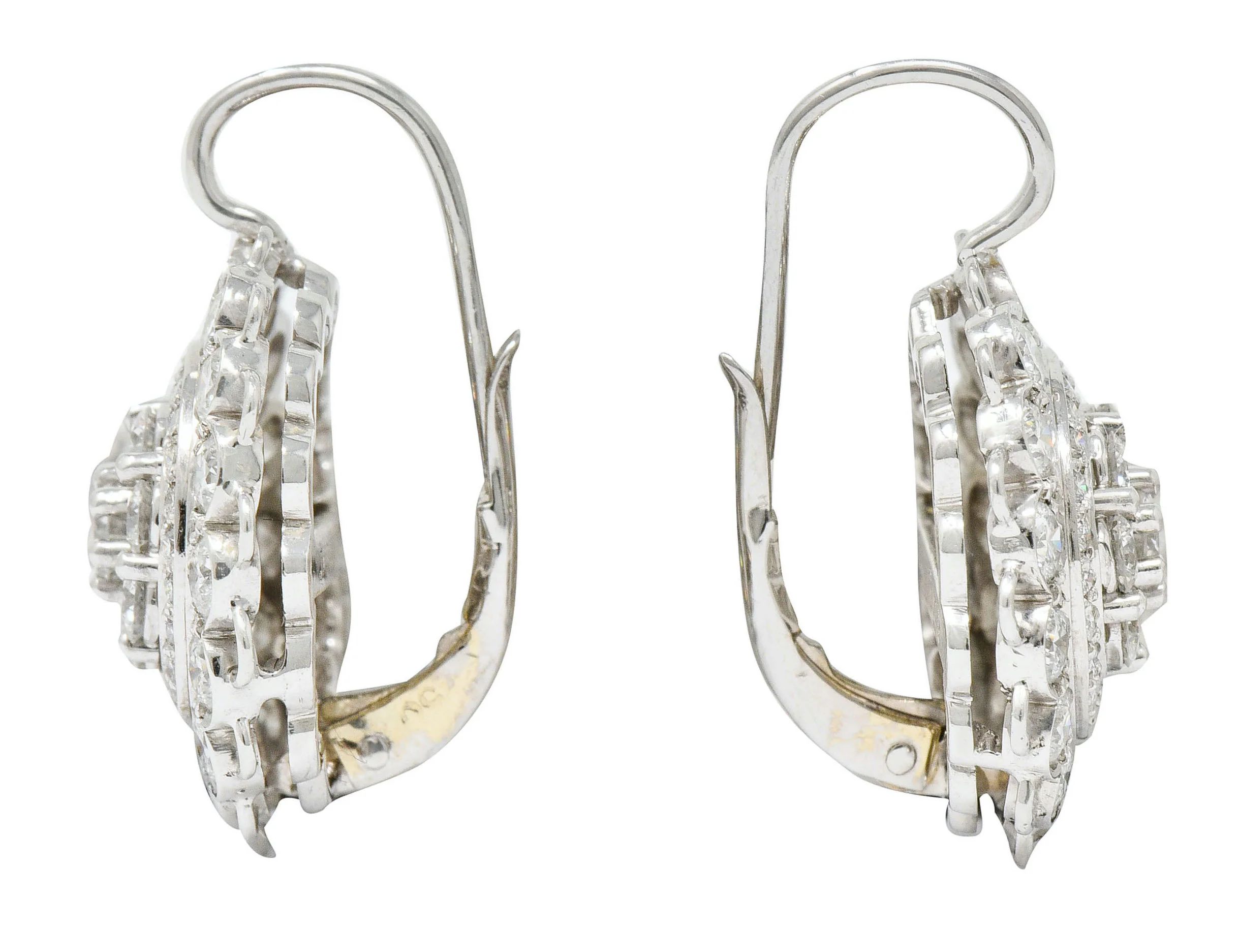 Dazzling 2.50 CTW Diamond Platinum Floral Cluster Drop Earrings - Image 3