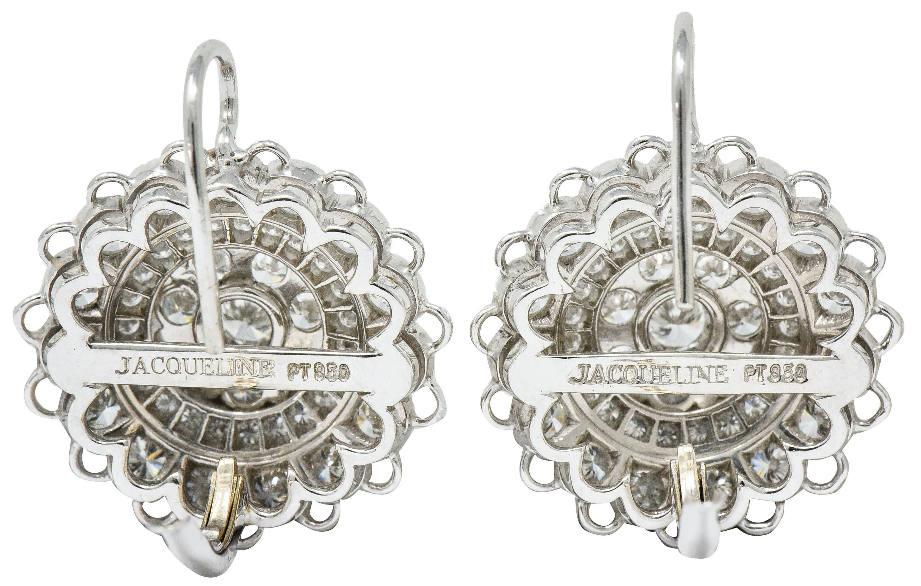 Dazzling 2.50 CTW Diamond Platinum Floral Cluster Drop Earrings - Image 7