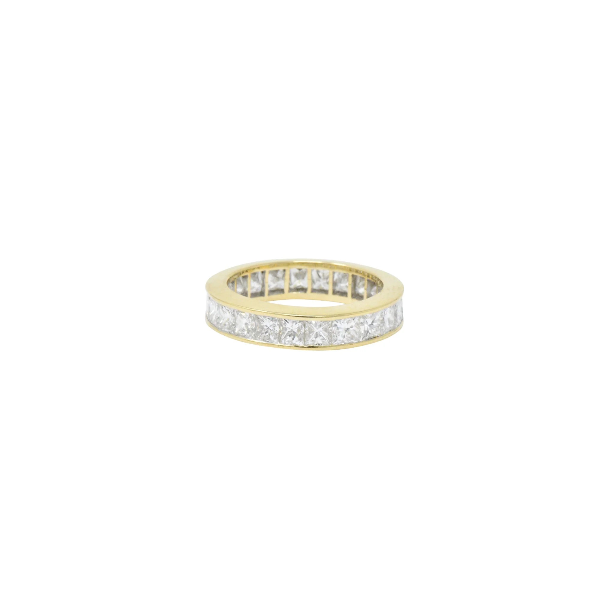 Dazzling 3.25 CTW Princess Cut Diamond 18 Karat Gold Eternity Band Ring - Image 3