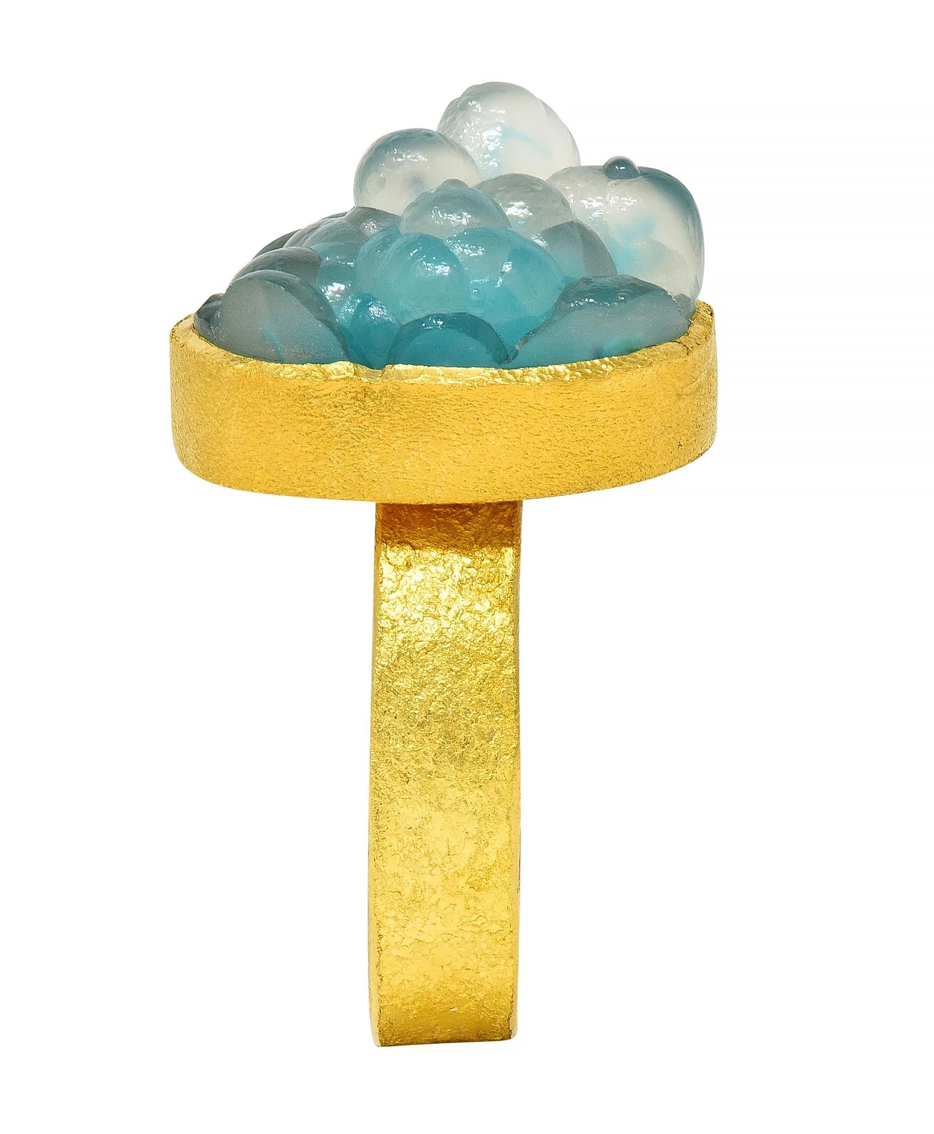 Devta Doolan Contemporary Chrysocolla 22 Karat Gold Organic Statement Ring - Image 13