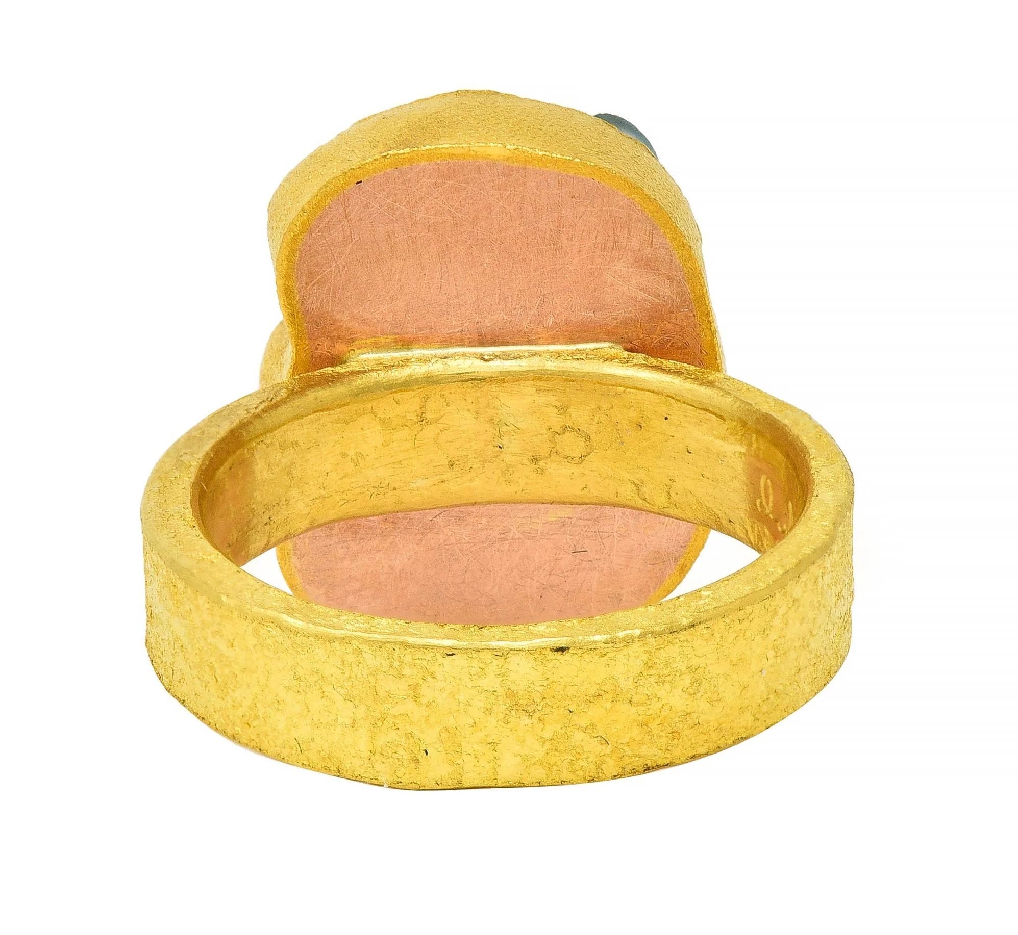 Devta Doolan Contemporary Chrysocolla 22 Karat Gold Organic Statement Ring - Image 5