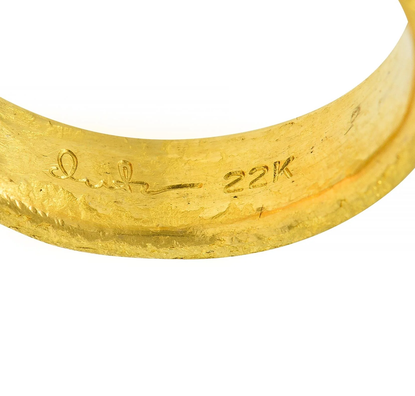 Devta Doolan Contemporary Chrysocolla 22 Karat Gold Organic Statement Ring - Image 8