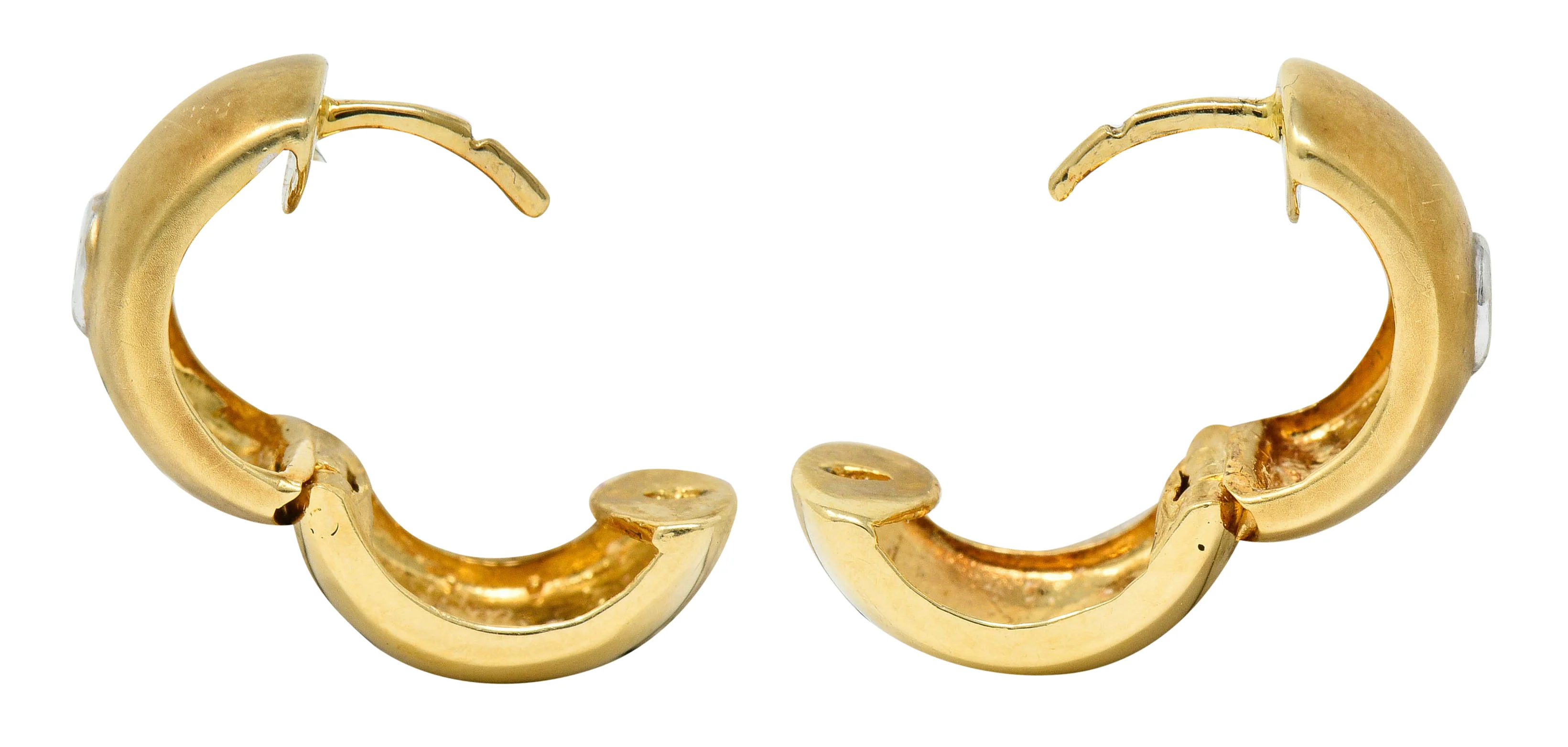 Diamond 14 Karat Gold Huggie Earrings - Image 4