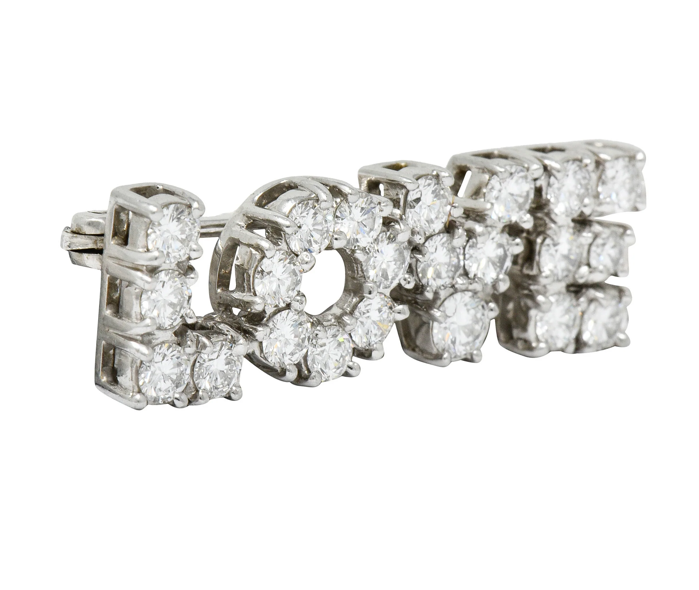 Donald Claflin Tiffany & Co. 2.16 CTW Diamond Platinum Love Brooch - Image 3